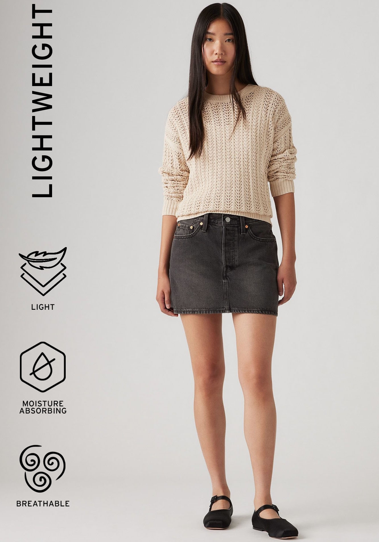 Levi's® Jeansrock »ICON SKIRT«, mit Used-Effekten und ausgefransten Kanten