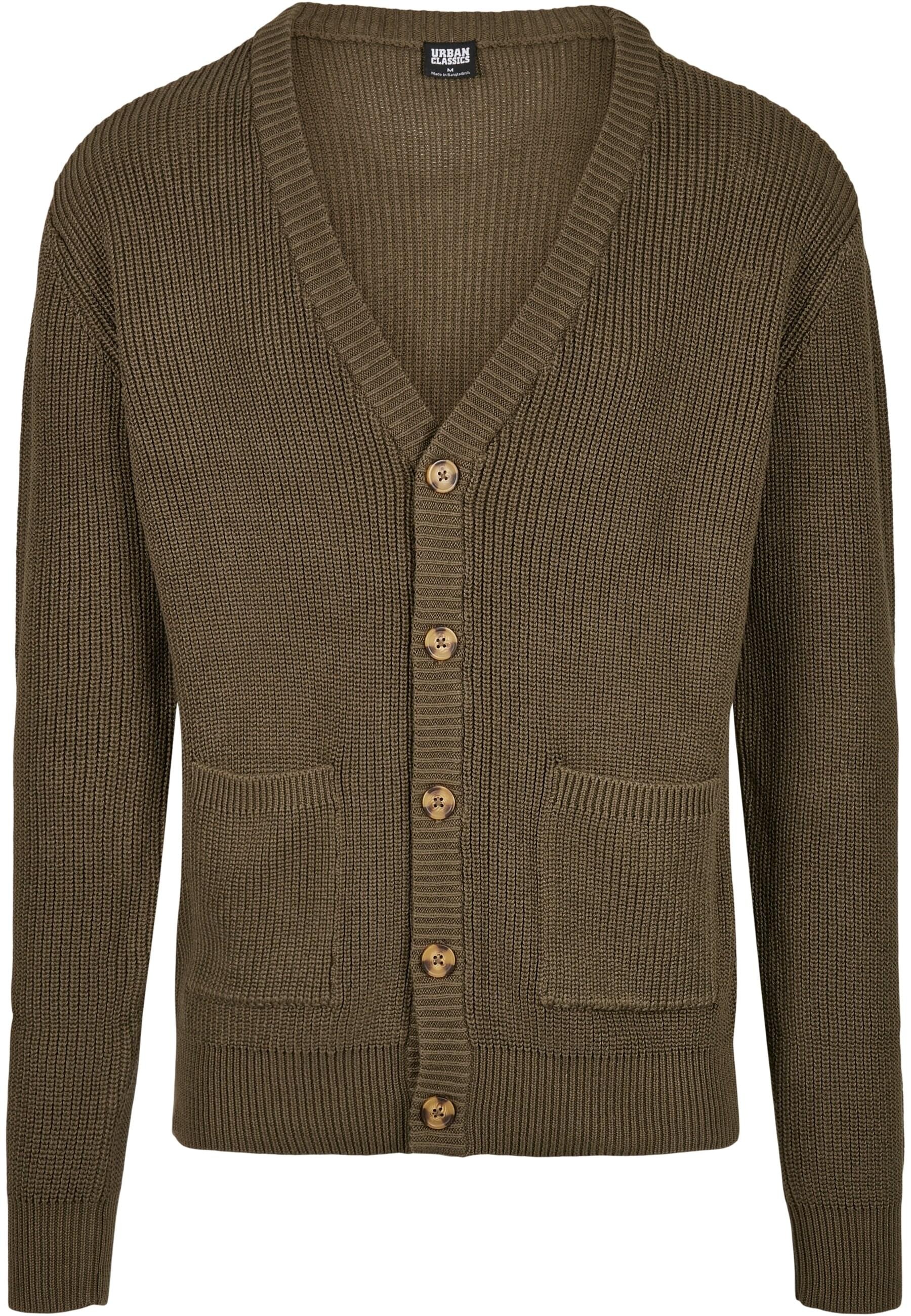 URBAN CLASSICS Strickfleecejacke "Urban Classics Herren Boxy Cardigan", (1 St.), ohne Kapuze