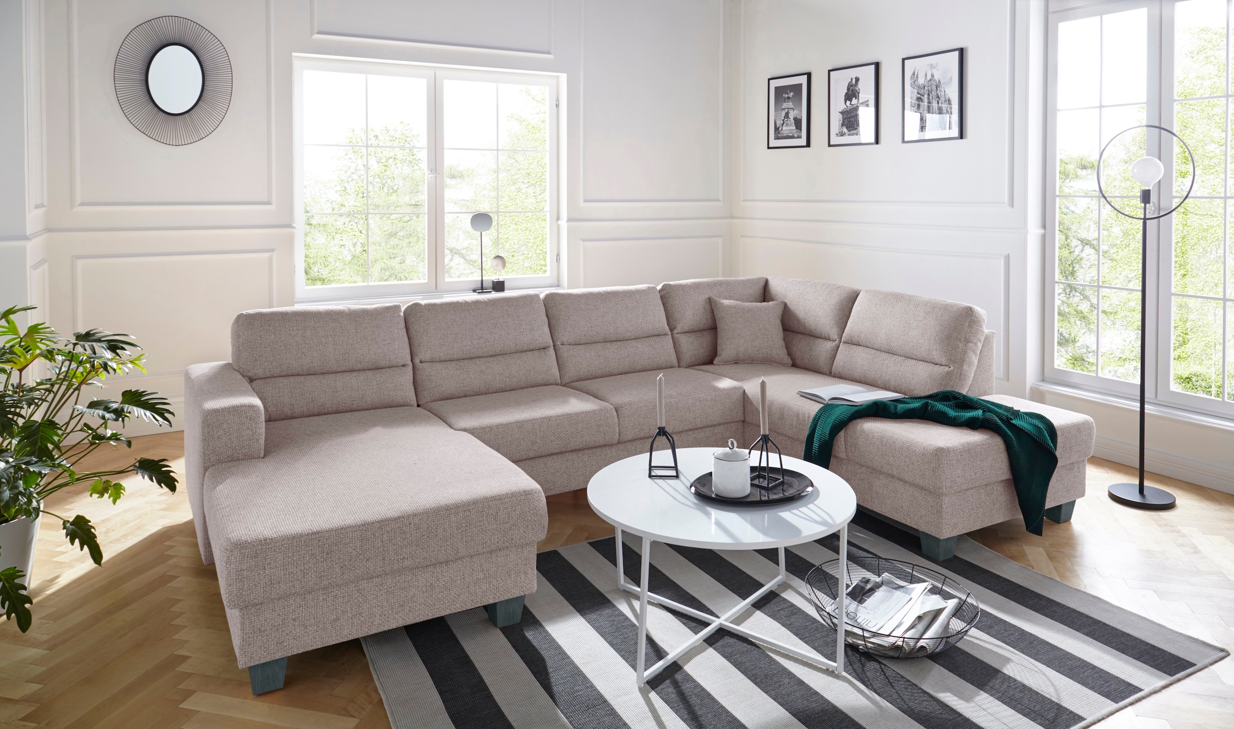 TRENDMANUFAKTUR Wohnlandschaft »Chamber, zeitlos und modern, bequem, hoher Sitzkomfort, U-Form«, wahlweise mit Schlaffunktion