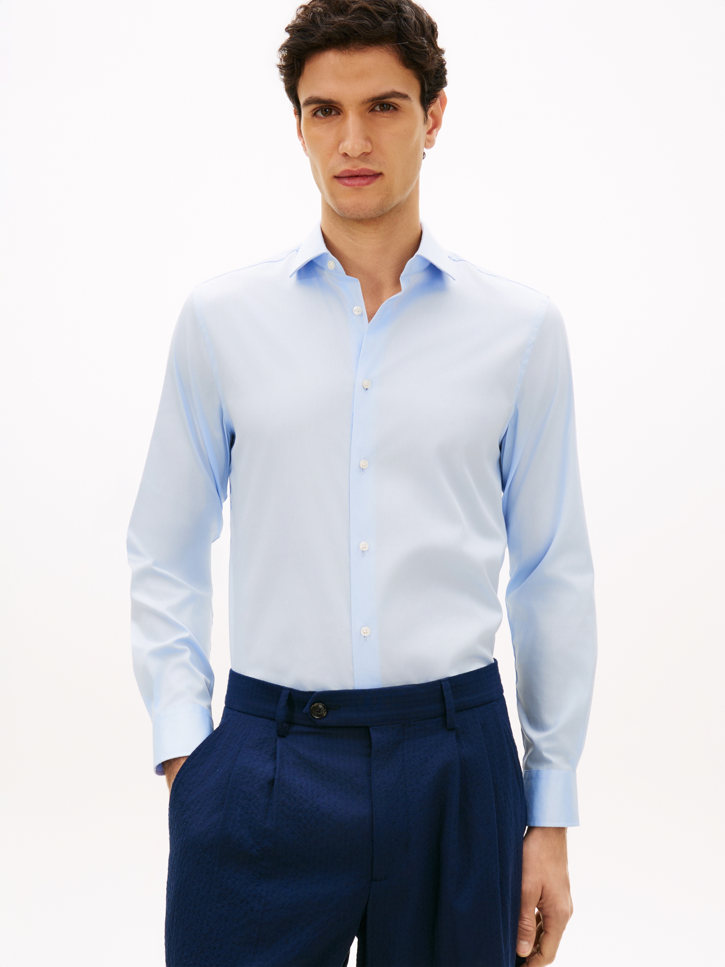Tommy Hilfiger Langarmhemd "DC FLEX COLLAR SOLID" Flex Collar Technologie, elastischer Kragen für angenehmen Fit