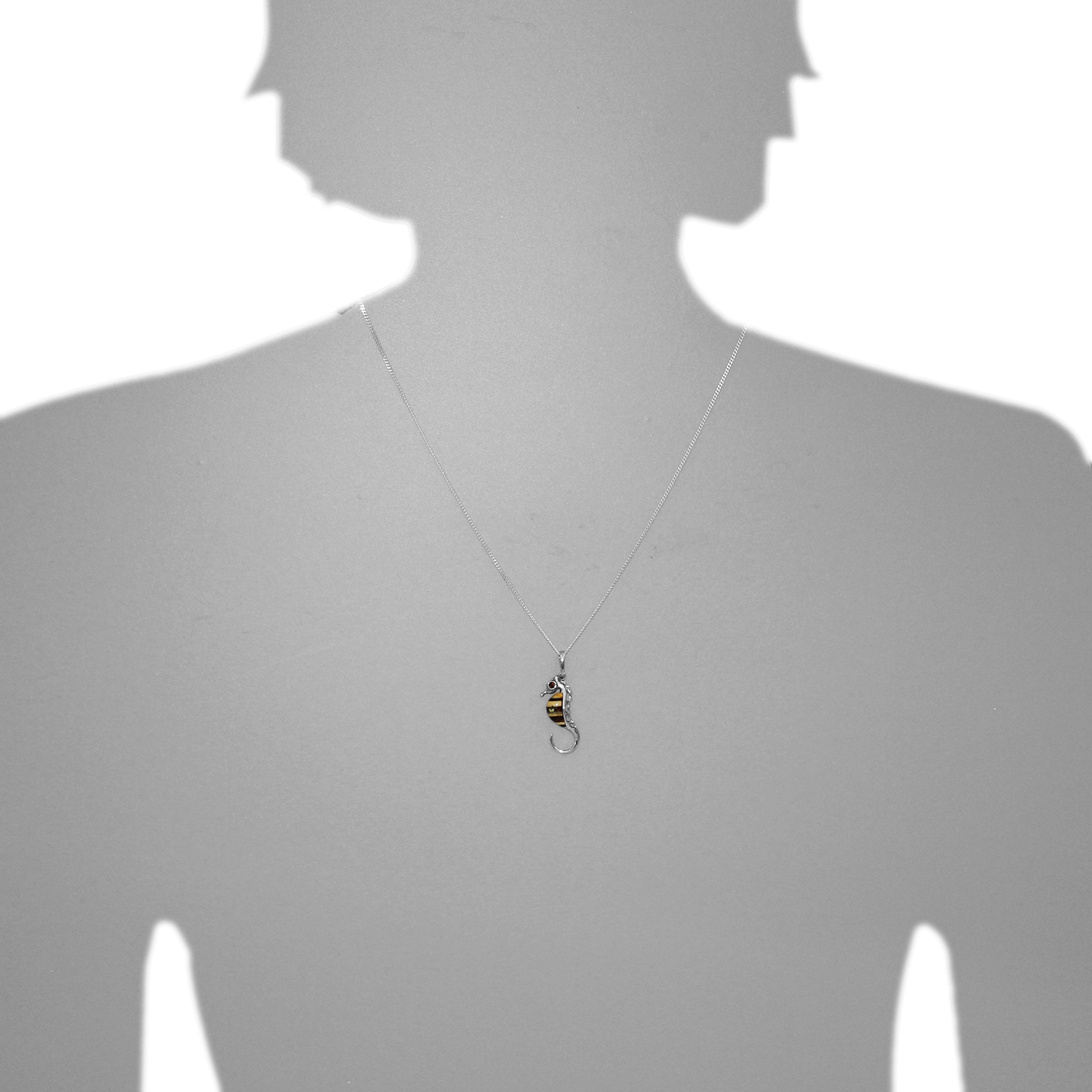 OSTSEE-SCHMUCK Kette mit Anhänger »- Seepferdchen - Silber 925/000 - Bernstein«