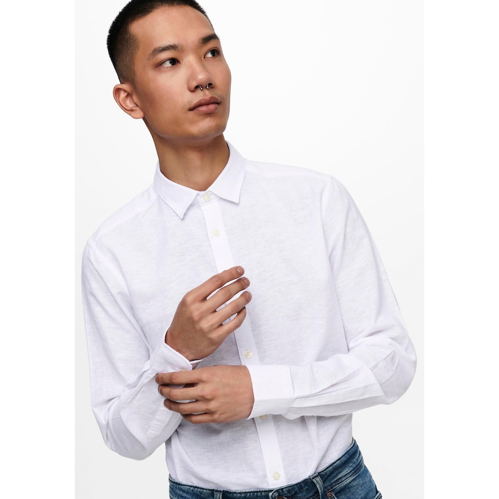 ONLY & SONS Langarmhemd »ONSCAIDEN LS SOLID LINEN SHIRT NOOS«