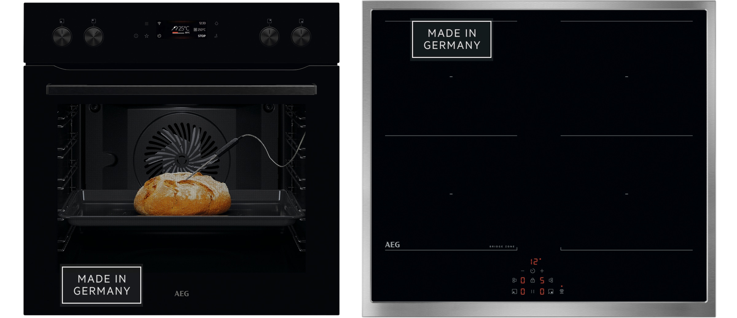 AEG Elektro-Herd-Set "OO70HSPID", schwarz, Herdsets, Made in Germany: Einbauherd mit Pyrolyse & Induktionskochfeld