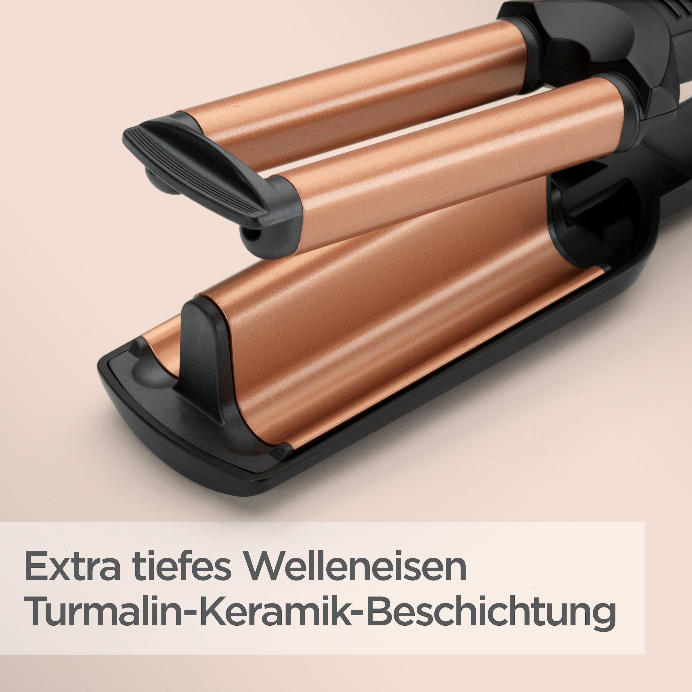 BaByliss Welleneisen »Deep Waves Welleneisen für große Wellen / Beach Waves, W2447E« Turmalin-Keramik, Lockenstab, 3 Temperaturen bis 200°C, Wellenstyler