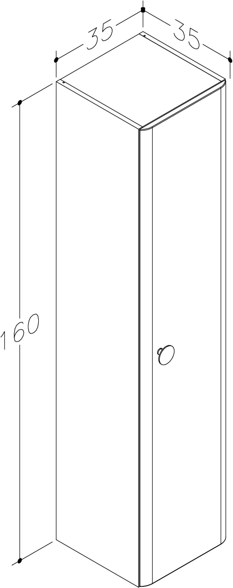 welltime Hochschrank »Round« B/T/H: 35/35/160 cm,  mit Soft-Close-Funktion, FSC® zertifiziert