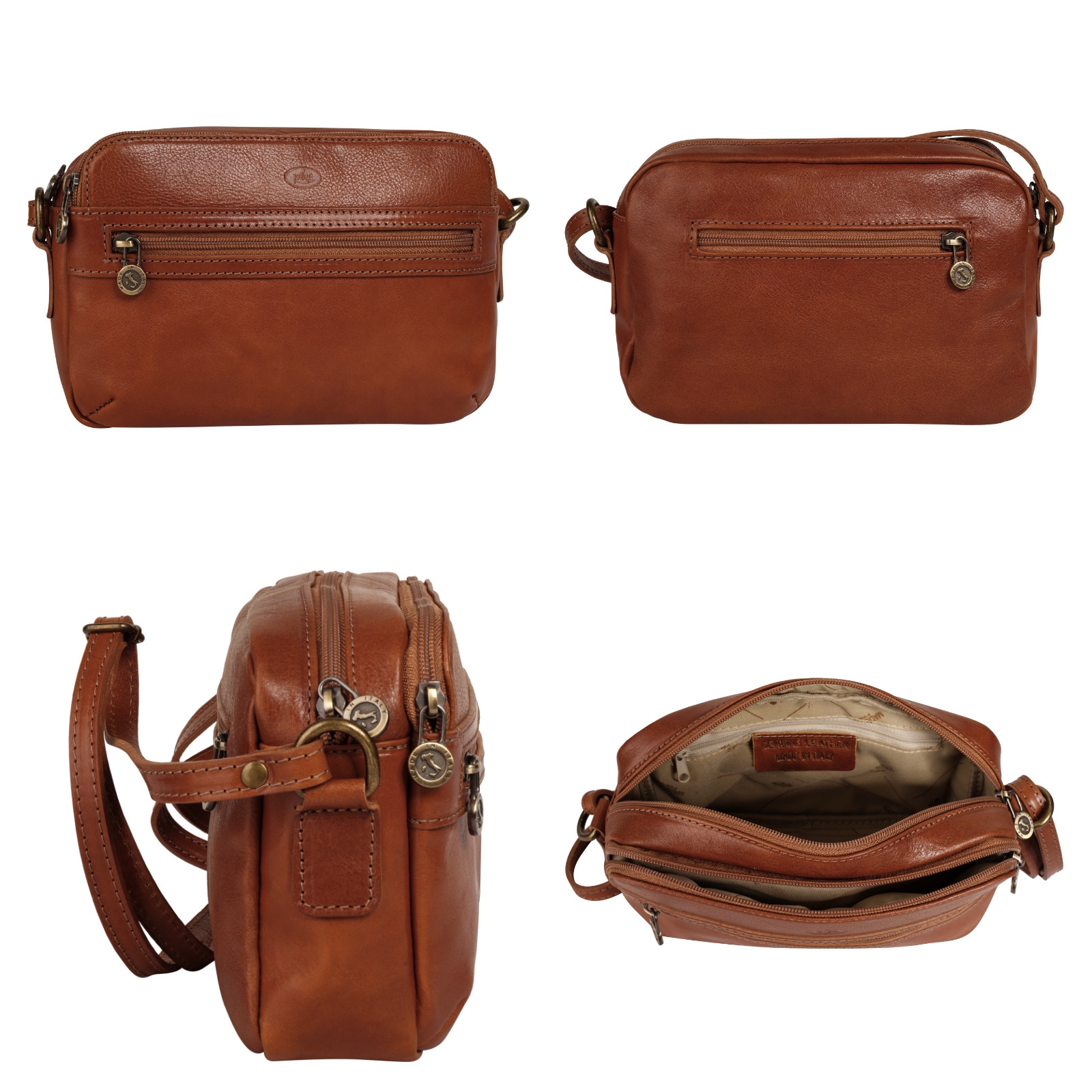 Piké Umhängetasche, echt Leder, Made in Italy