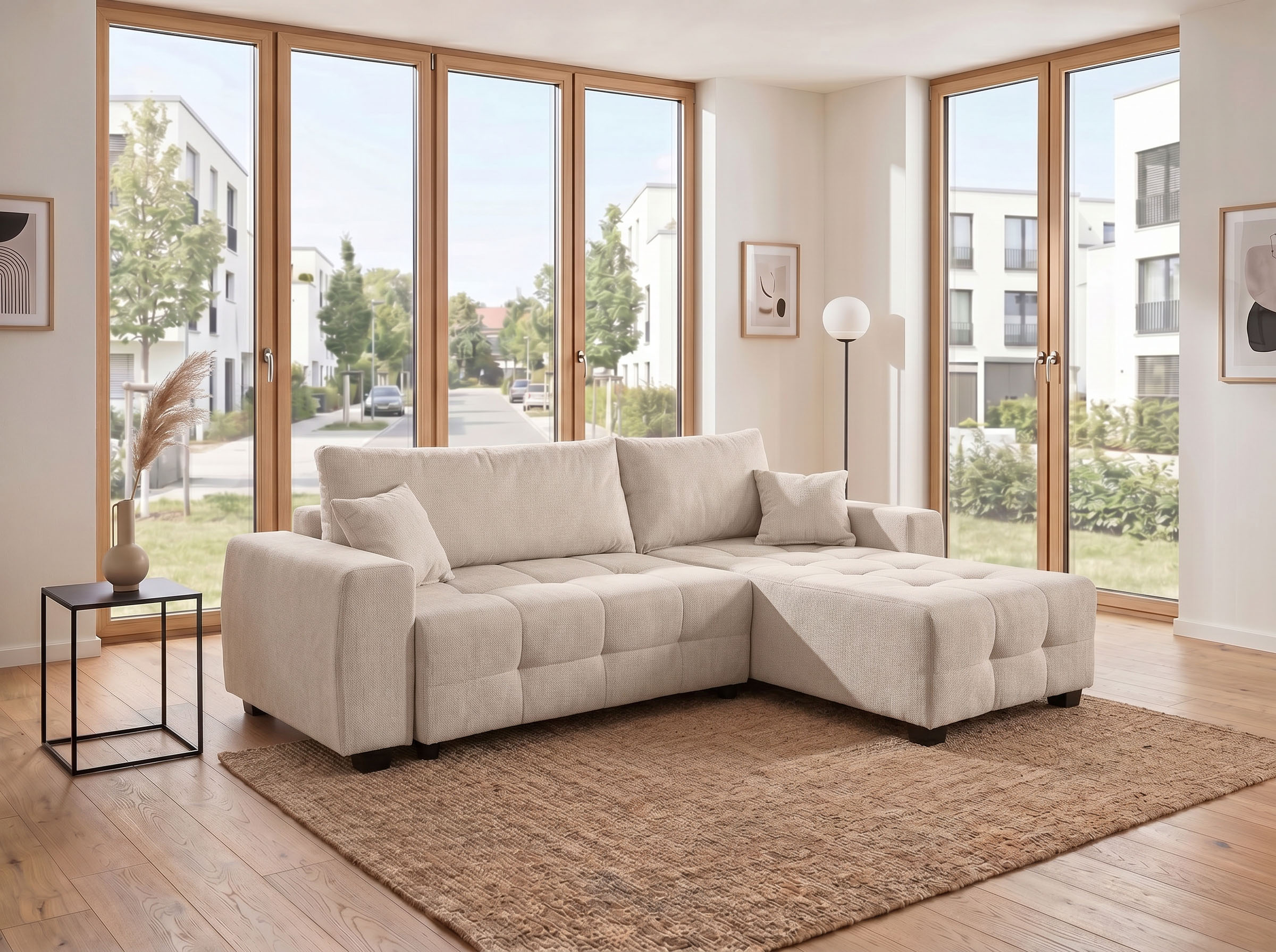OTTO home Ecksofa "Bella Couch L-Form, B: 234 cm, Zierkissen inklusive" optional Schlaffunktion & Bettkasten, Wohnkomfort