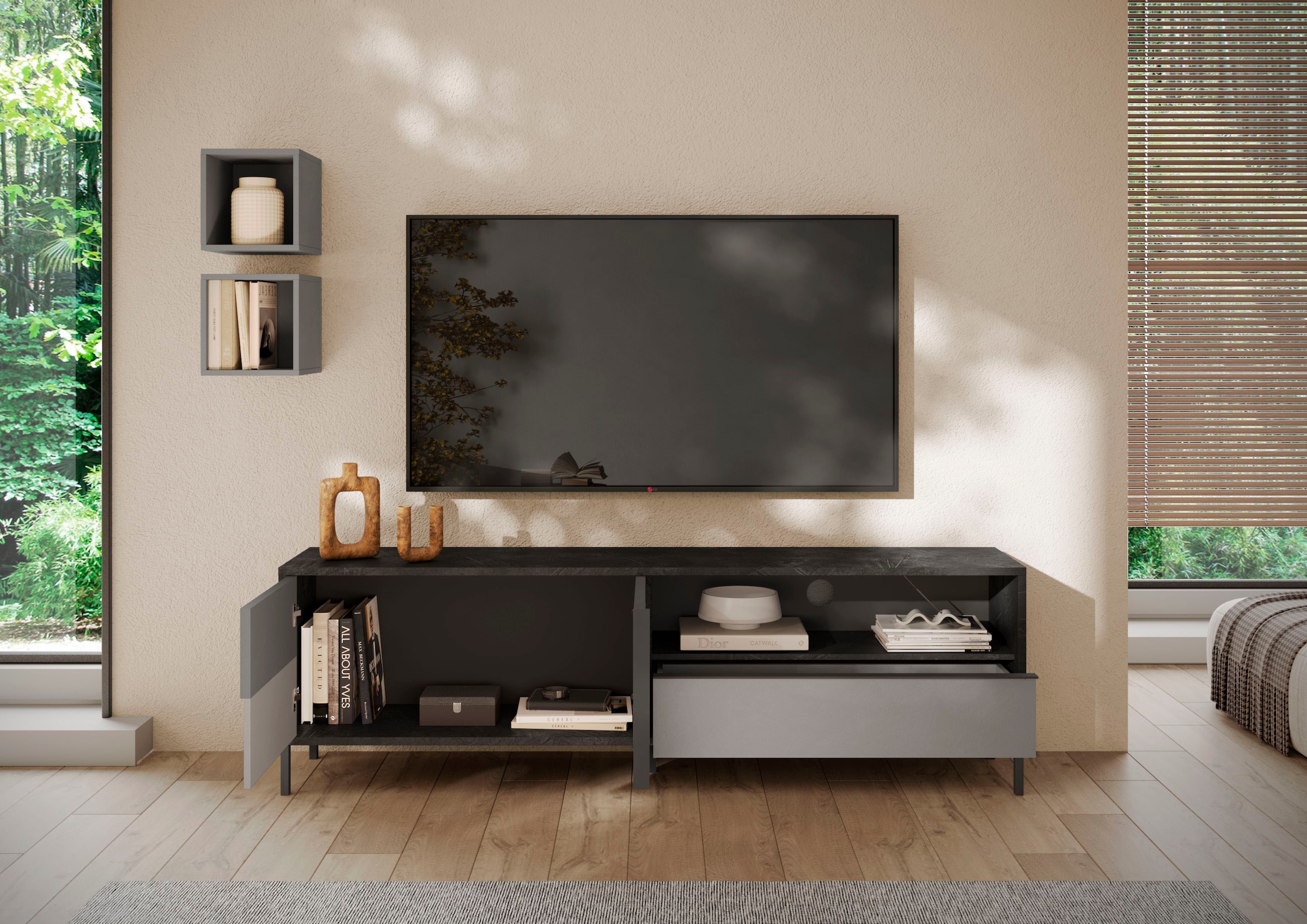 Home affaire Lowboard "Everest Breite 206 cm, TV-Board mit 2 Türen u. 1 Sch günstig online kaufen