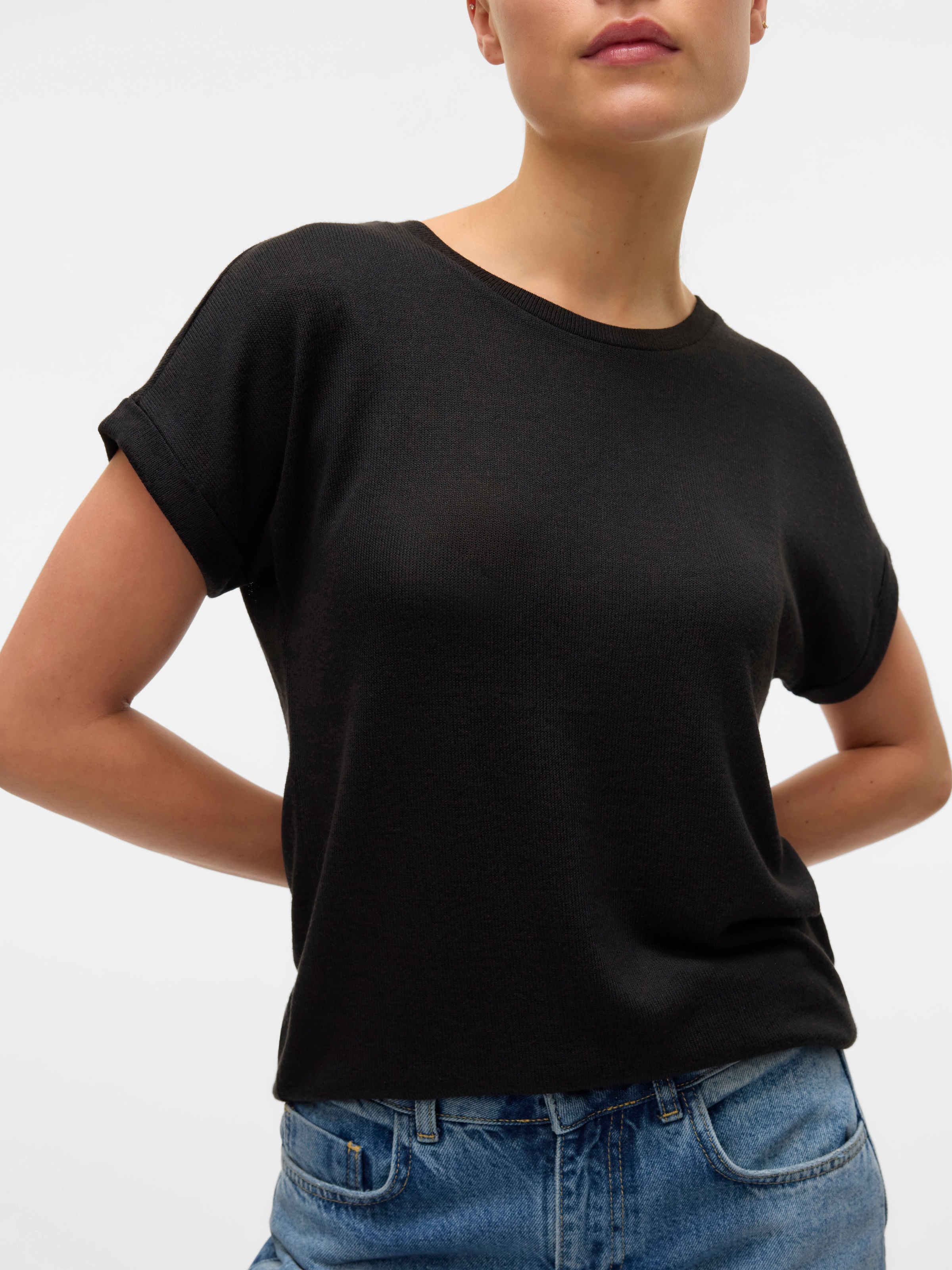 Vero Moda Kurzarmpullover "VMBRIANNA SS O-NECK PULLOVER BOO REP" mit übersc günstig online kaufen