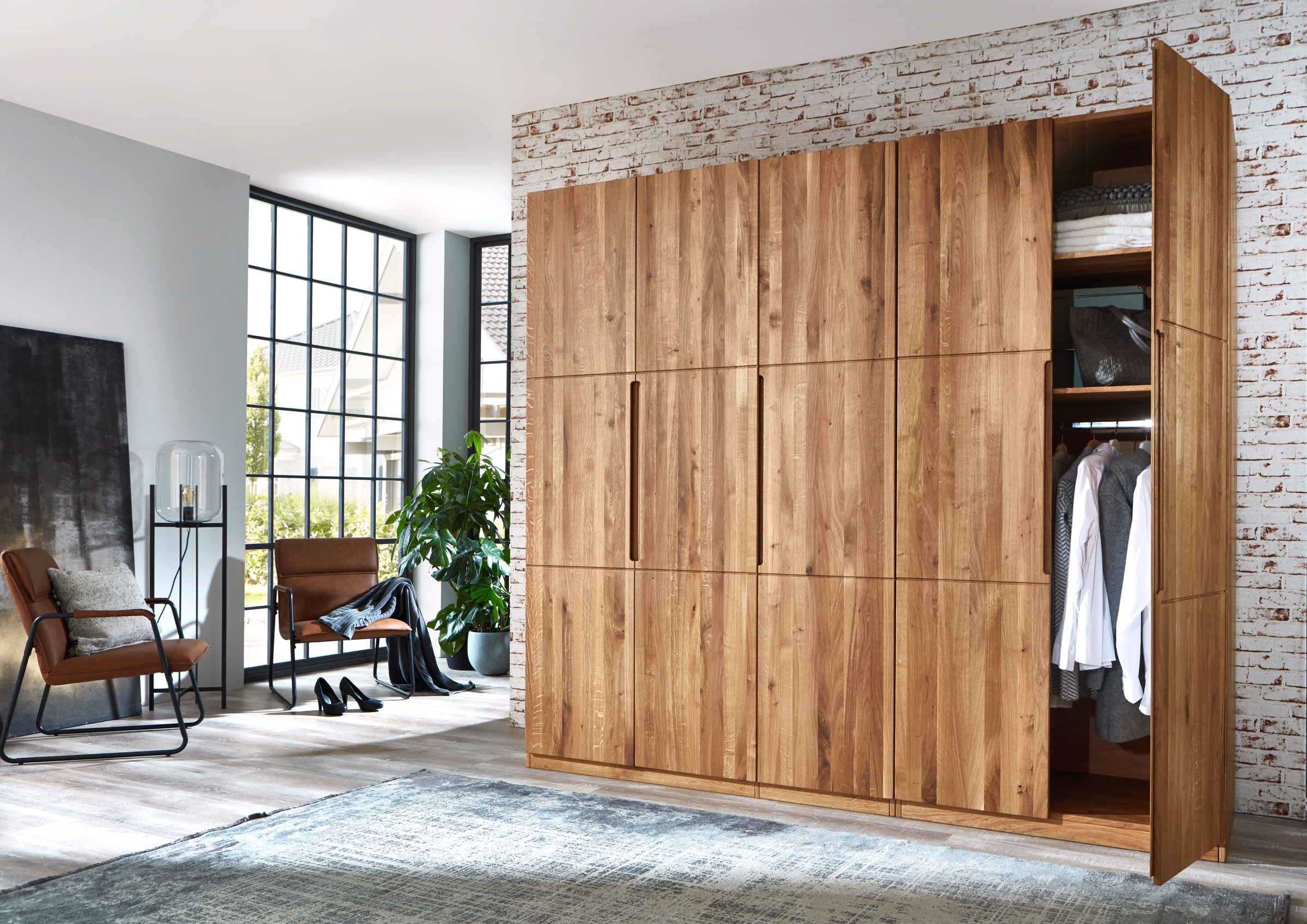 Home affaire Kleiderschrank »Azelie, aus Wildeiche«, Massivholz-Kleiderschrank, im 50 cm Raster planbar