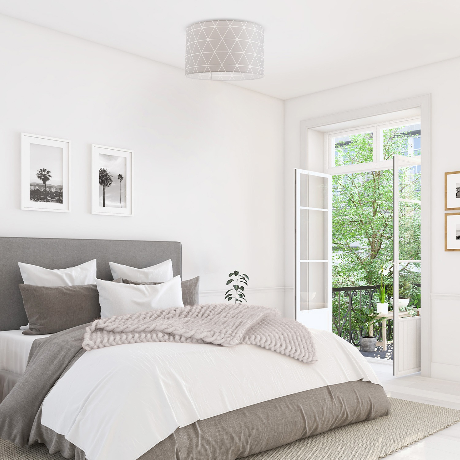 Paco Home Deckenleuchte »Stella 401«, 1 flammig, Leuchtmittel E27 | ohne Leuchtmittel, Deckenlampe Wohnzimmer Schlafzimmer Hängelampe Skandi Rauten E27