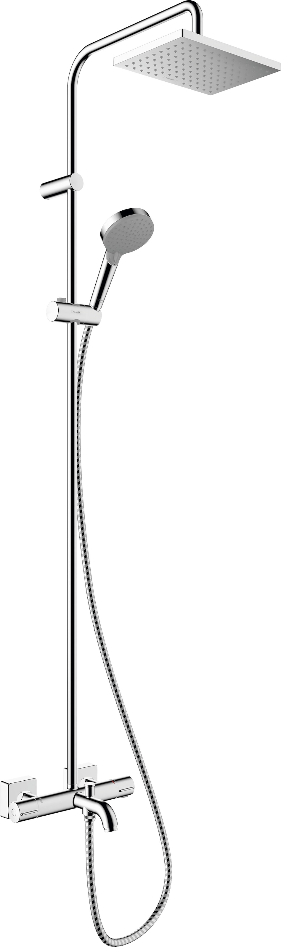 hansgrohe Duschsystem "Vernis Shape", (Komplett-Set), 23cm, wassersparend mit Wannenthermostat, chrom