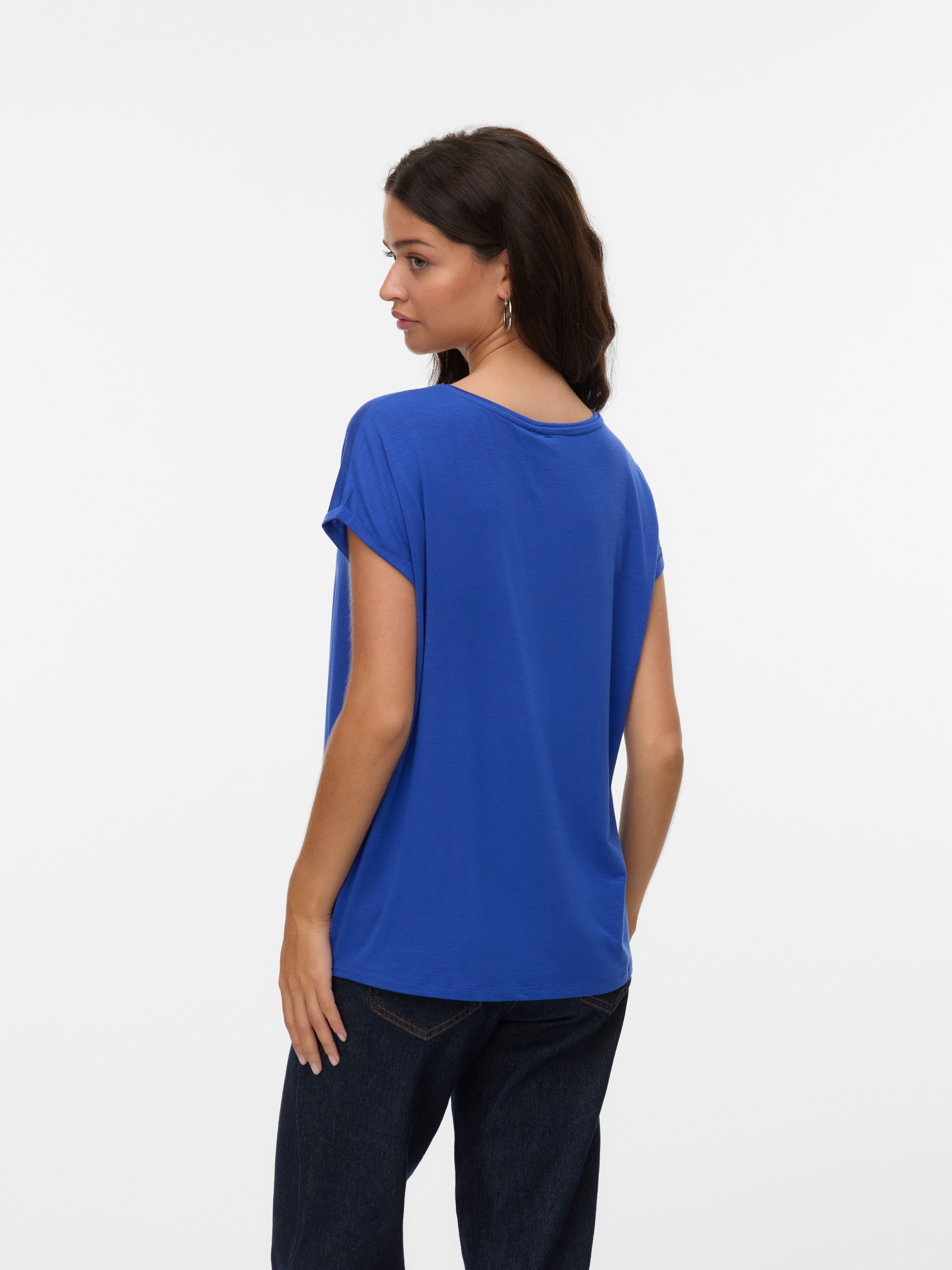 Vero Moda Rundhalsshirt "VMAVA PLAIN SS TOP GAJRS NOOS" Materialmix, regula günstig online kaufen