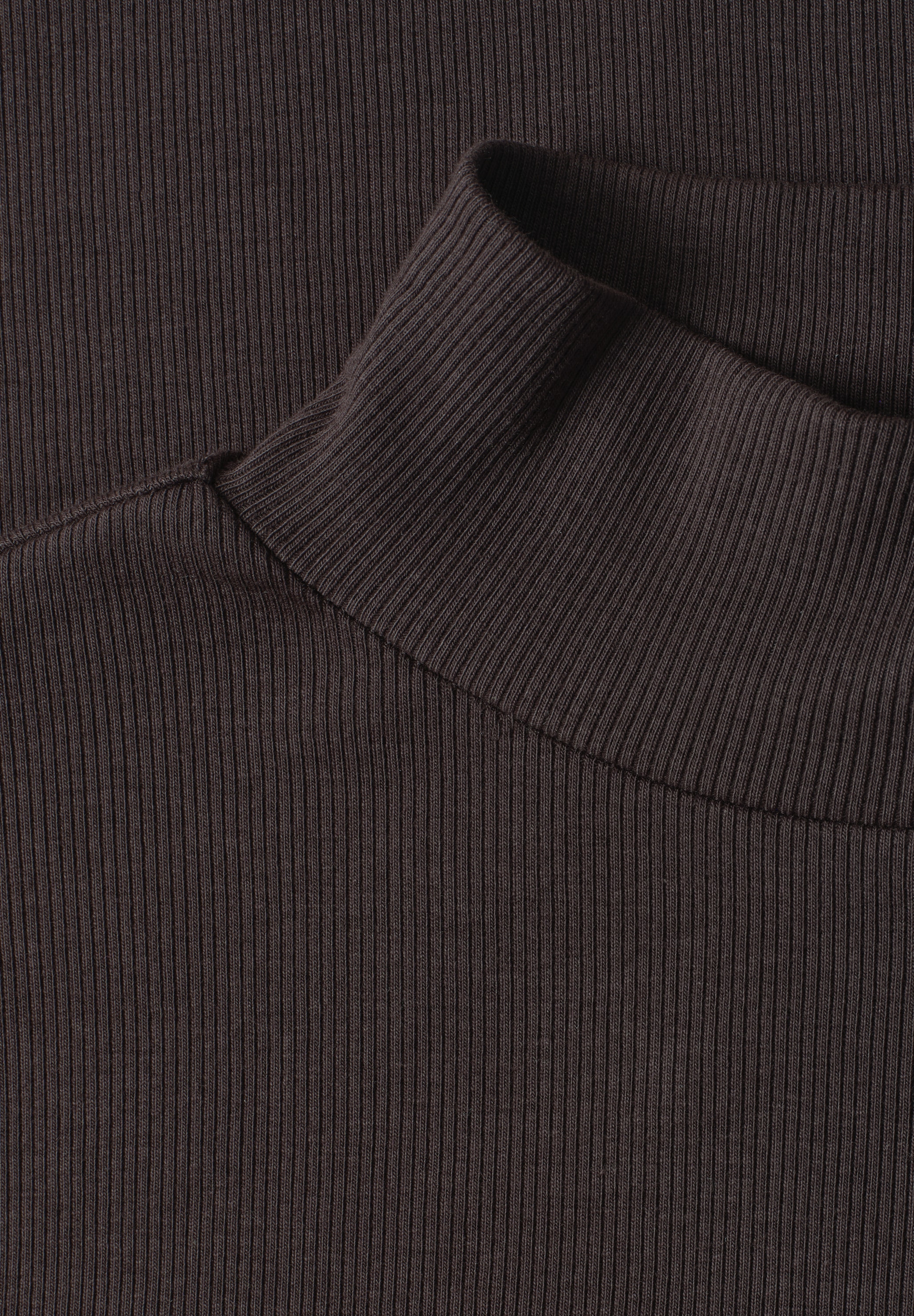 STREET ONE Kurzarmshirt Sommershirt mit Turtelneck / Ripp-Strick