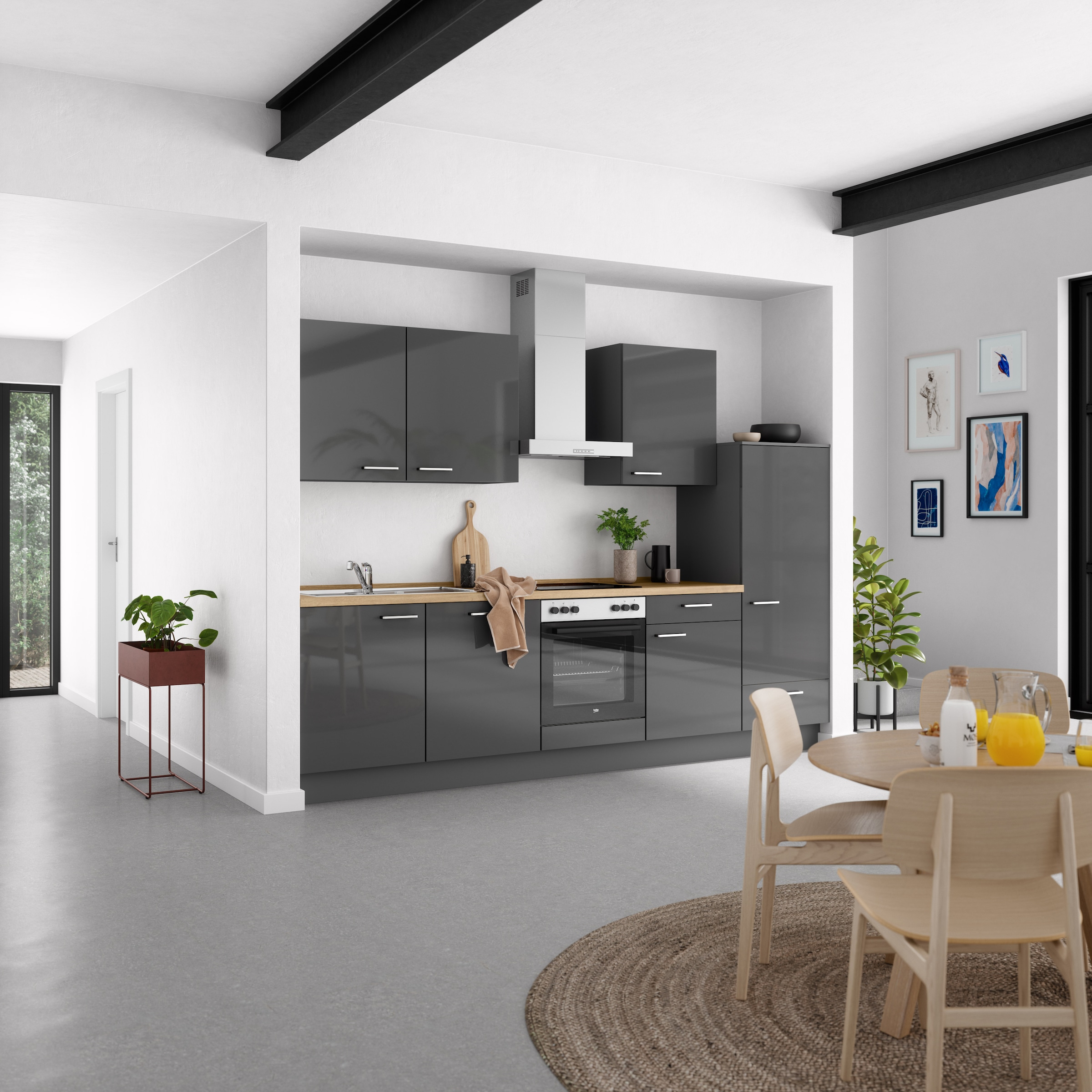 nobilia® Küchenzeile »"Flash I"«, vormontiert, Ausrichtung wählbar, Breite 300 cm, wahlw. mit E-Geräten