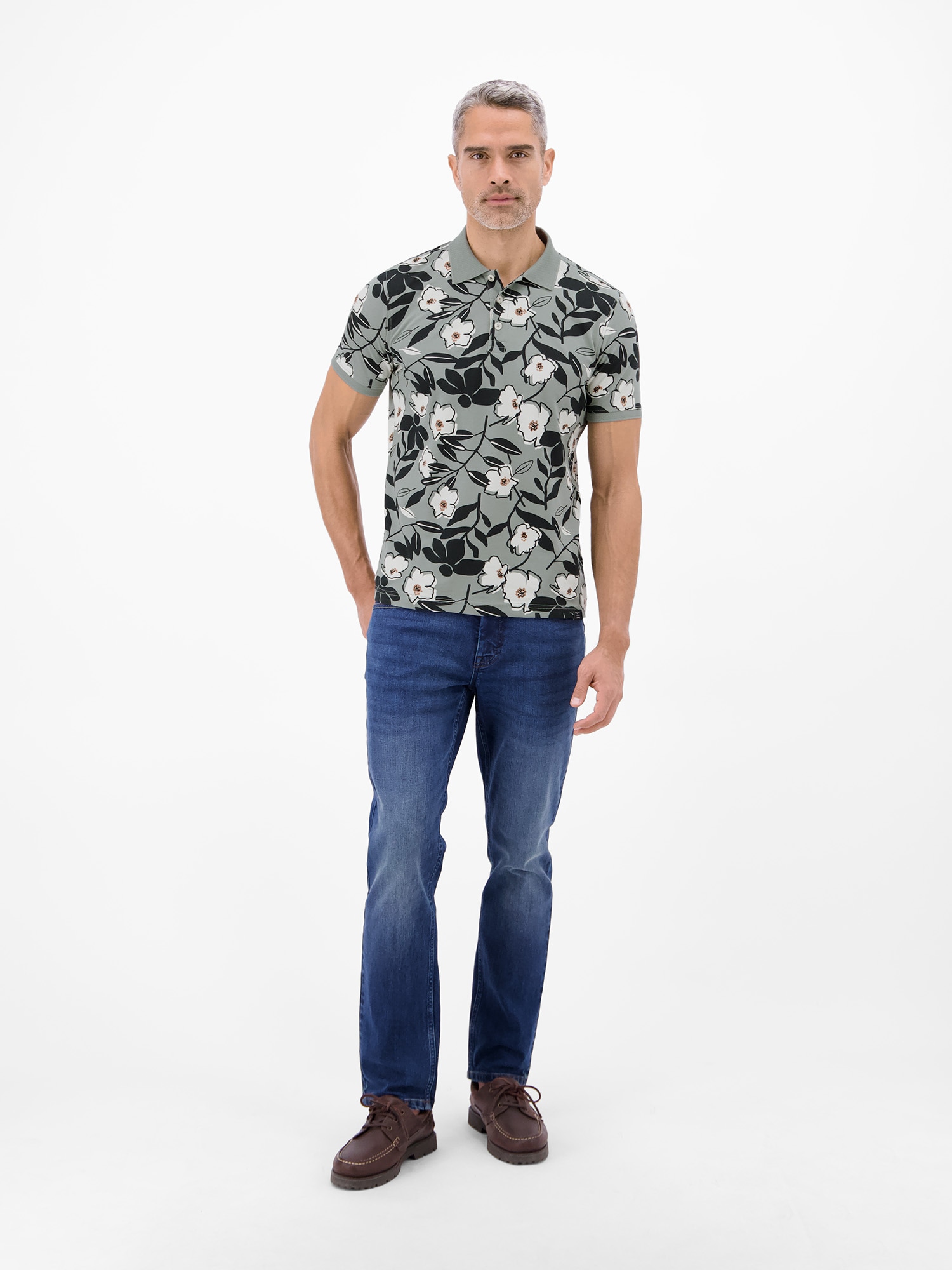 LERROS Poloshirt »Poloshirt mit floralem Print aus 100% Baumwolle«