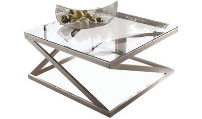 Leonique Couchtisch »Coylin«, rechteckiges Metallgestell mit einem Ablageboden aus Glas kaufen