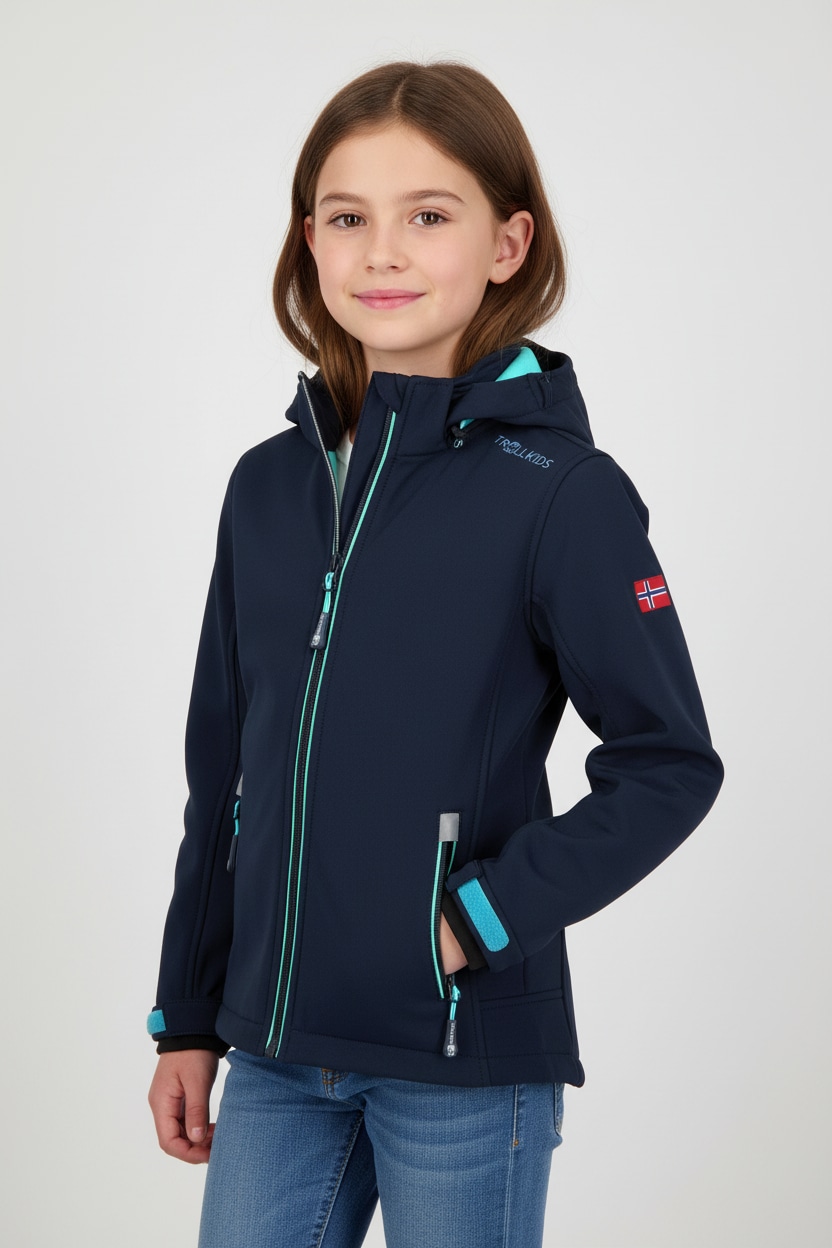 TROLLKIDS Kinder Softshelljacke "GIRLS TROLLFJORD JACKET", blau, Gr. 110, Obermaterial: 94% Polyester, 6% Elasthan, Jacken, für Kinder und