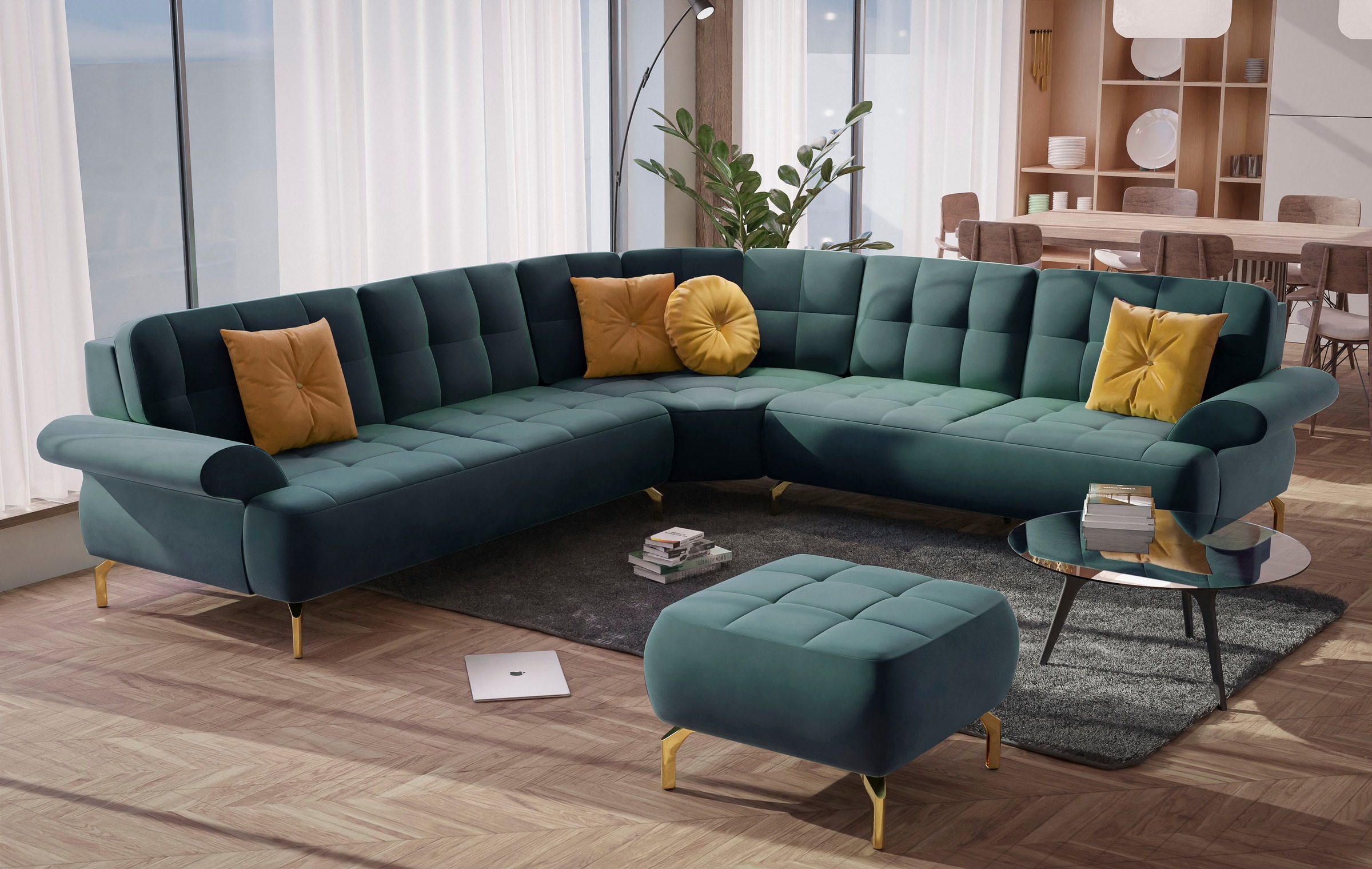 sit&more Polsterhocker »Orient 1« goldfarbene Metallfüße