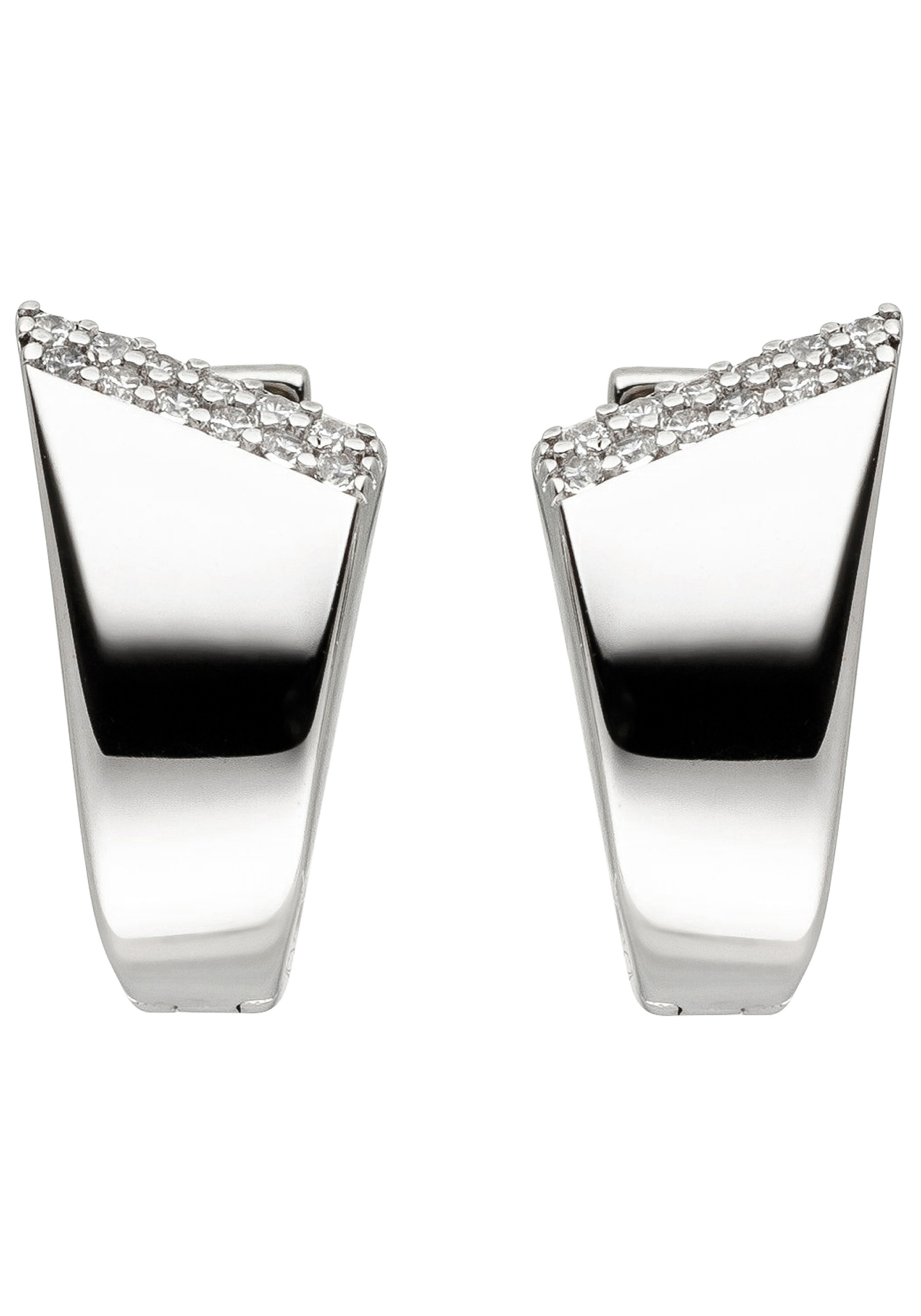 JOBO Paar Creolen 925 Silber mit 24 Zirkonia