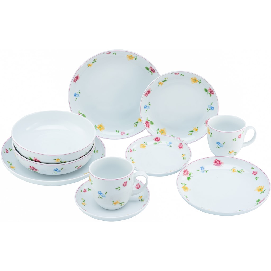 CreaTable Kombiservice »Geschirr-Set Summertime«, (Set, 10 tlg., Kaffeeservice und Tafelservice im Set, für 2 Personen)