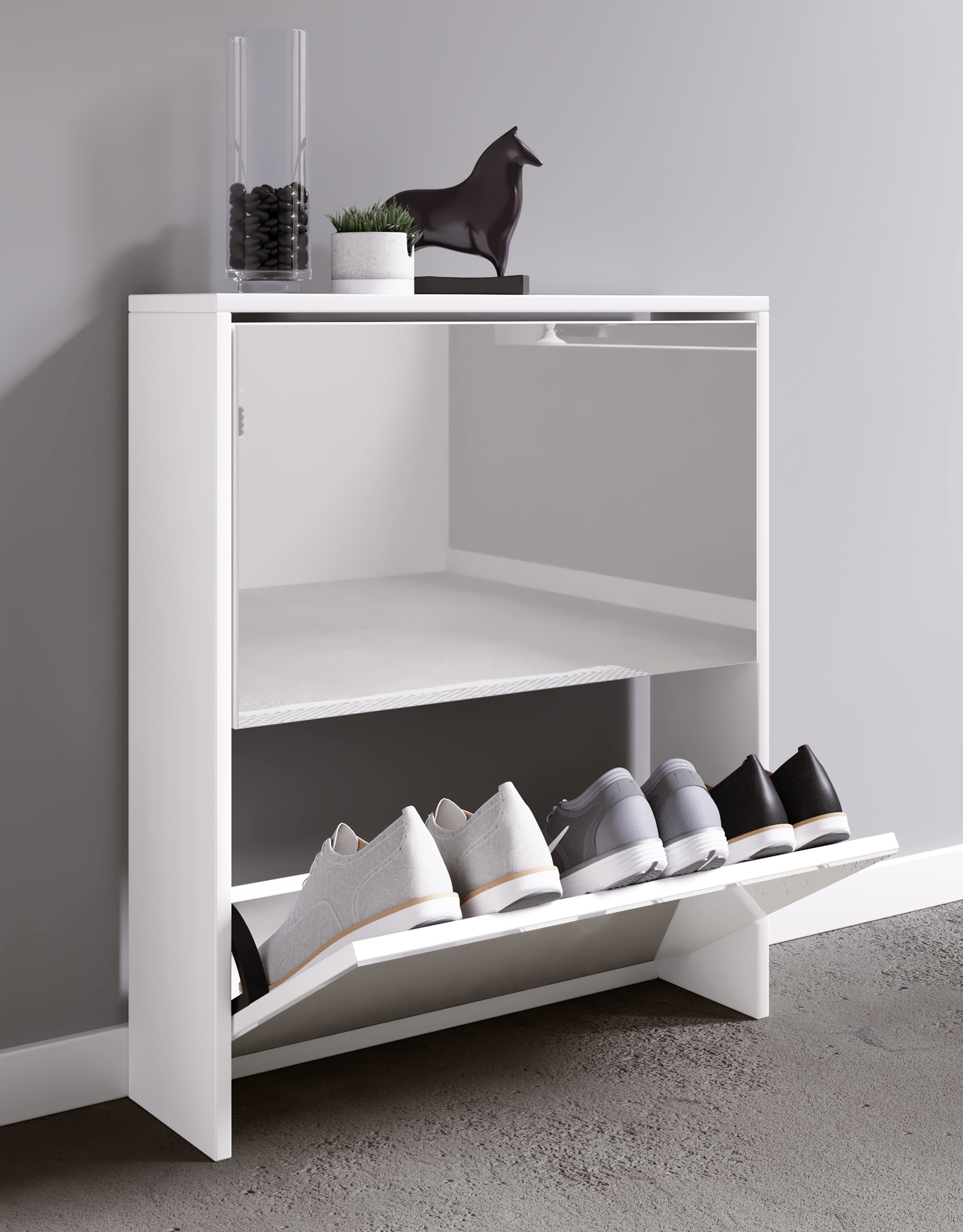 VCM Schuhschrank »Holz Schuhschrank Schuhkipper Spiegel Stido L«