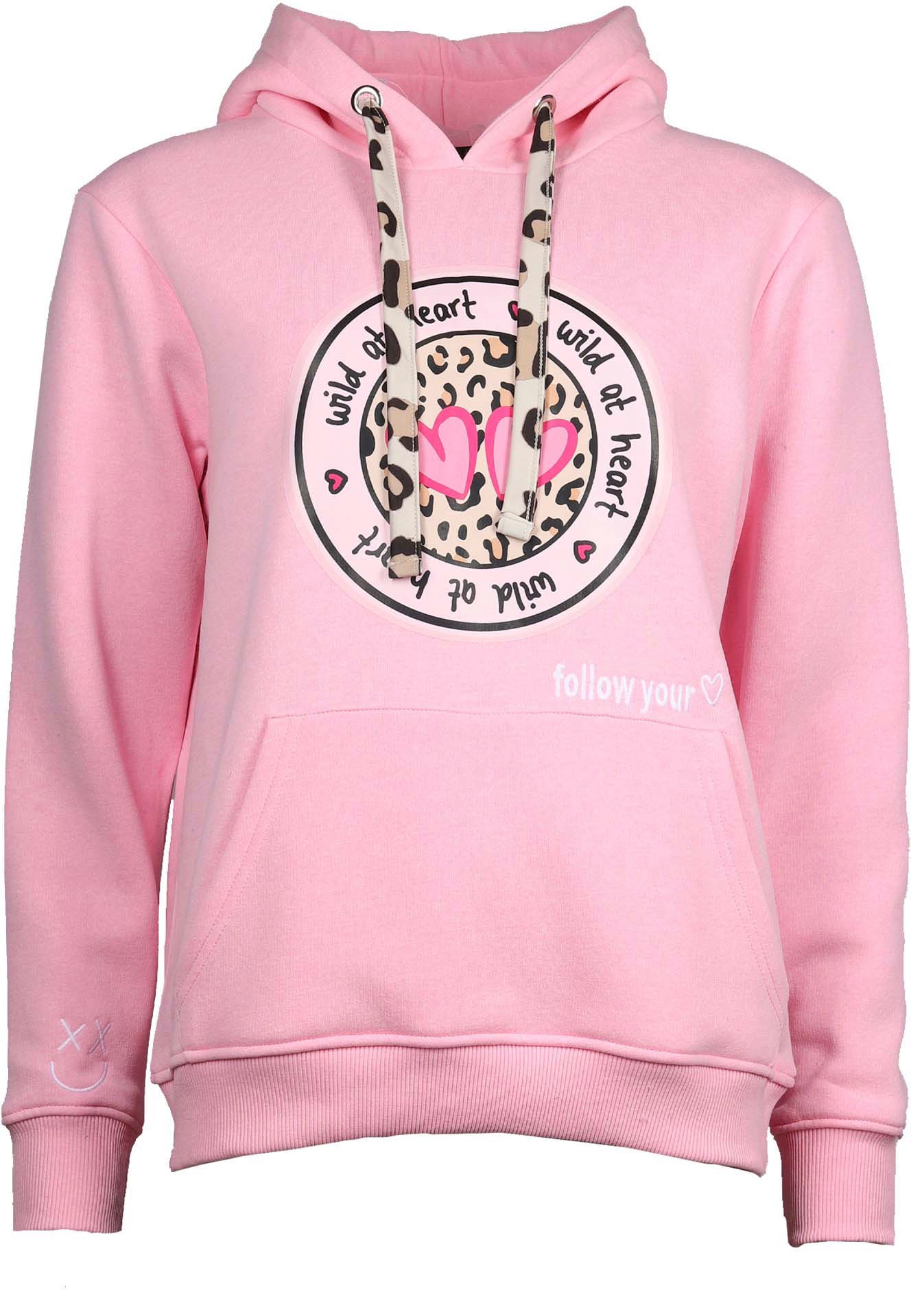 Thumbnail - Zwillingsherz Hoodie Kapuze, Langarm, Kängurutasche, Leo-Details, modisch