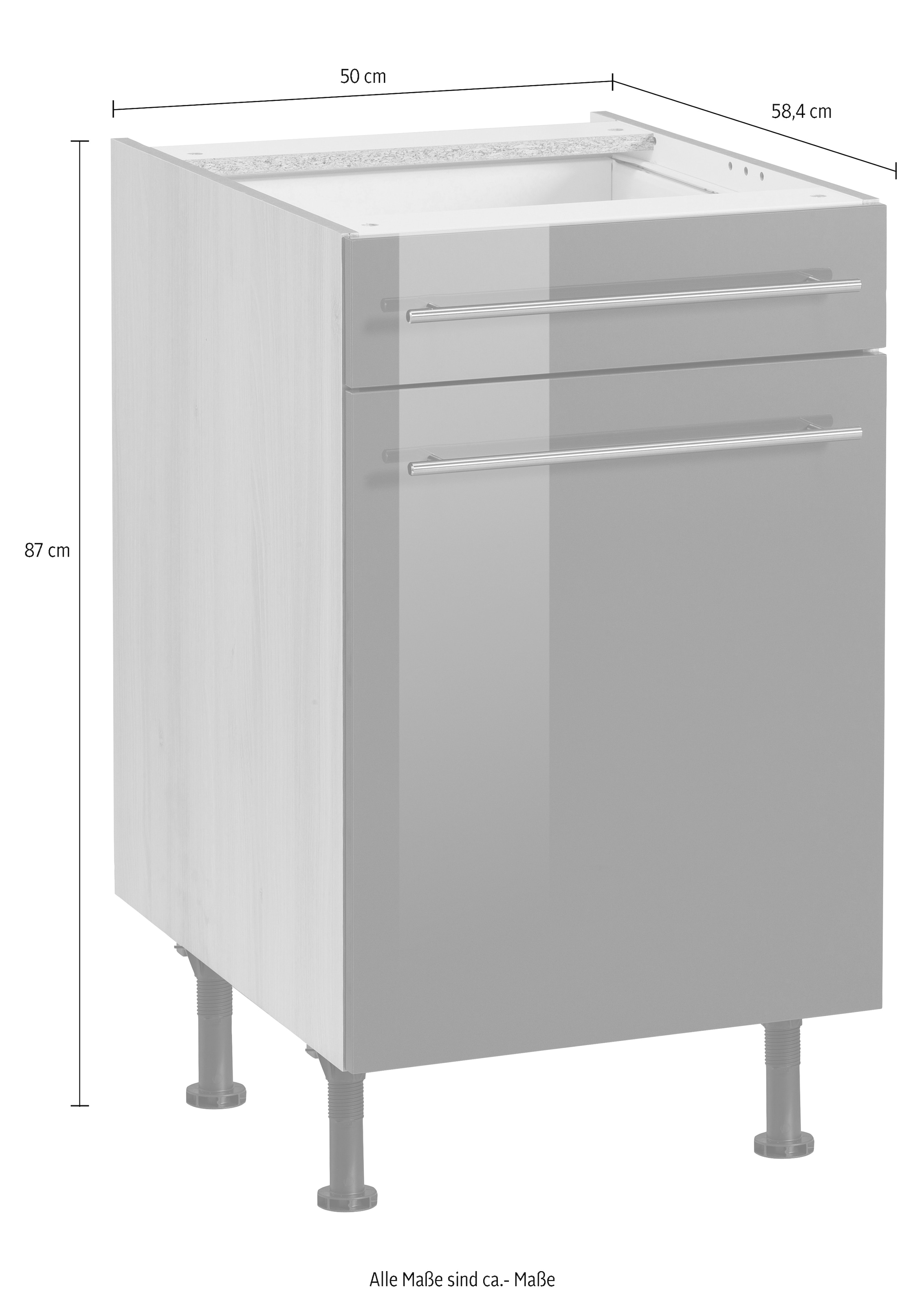 OPTIFIT Unterschrank »Bern«, 50 cm breit, mit Tür und Schubkasten, höhenverstellbare Füße