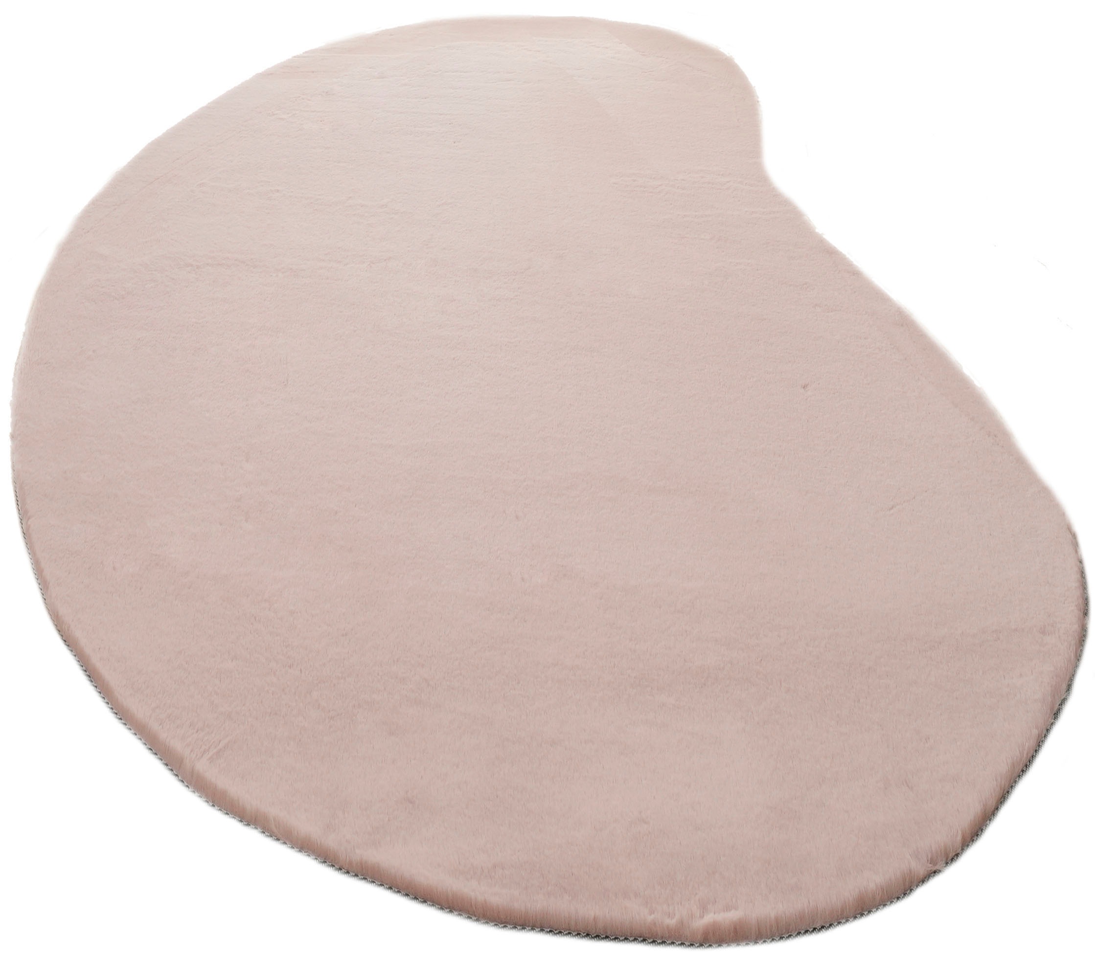 Bruno Banani Hochflor-Teppich »Rabbit 2 Bean, Kunstfell Teppich, Modern, besondere Form«, U-förmig, 25 mm Höhe, Kaninchenfell-Haptik, Microfaser, Wohnzimmer, Schlafzimmer, Esszimmer