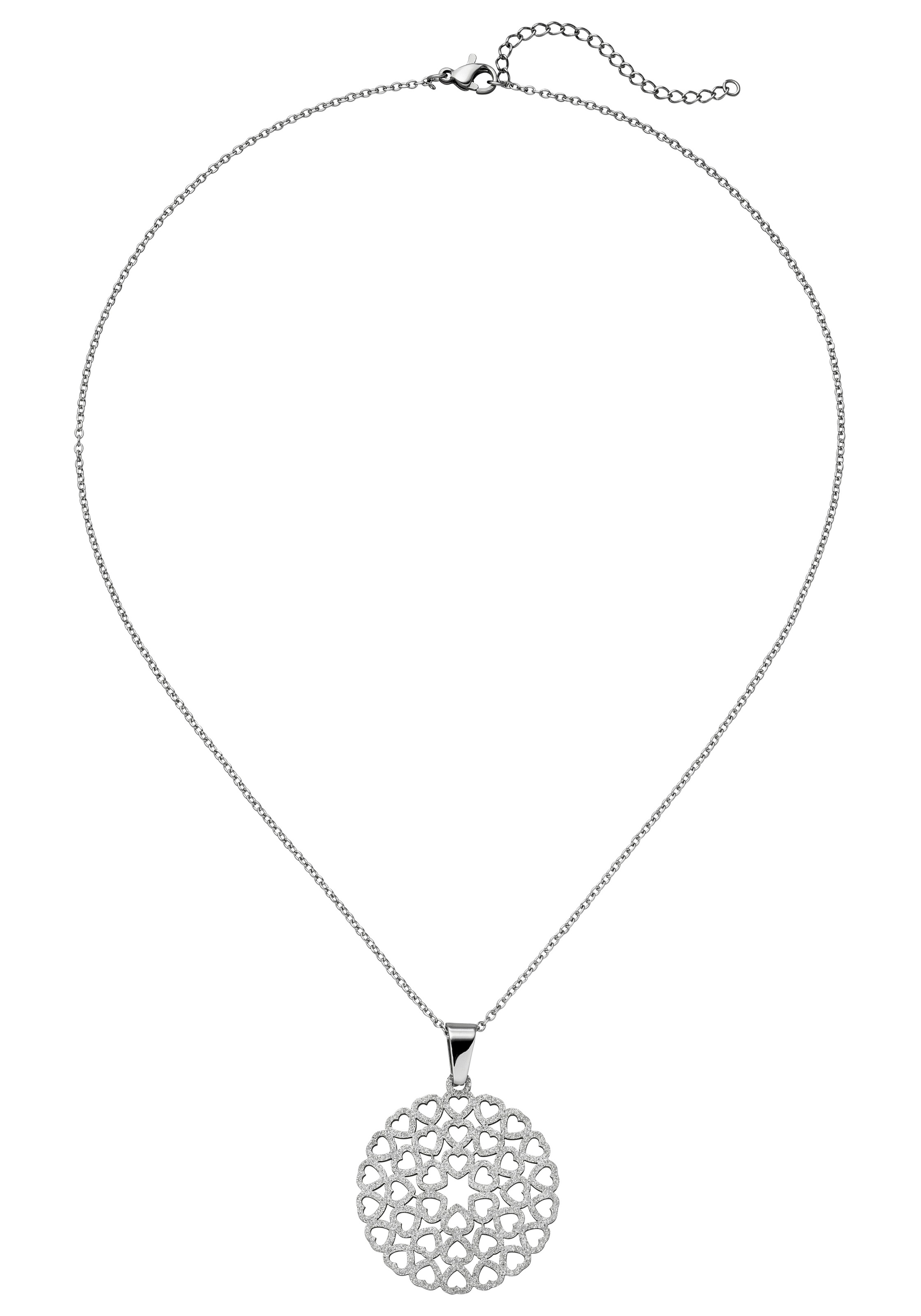 JOBO Kette mit Anhänger »Herzen«, Edelstahl mit Glitzereffekt 50 cm