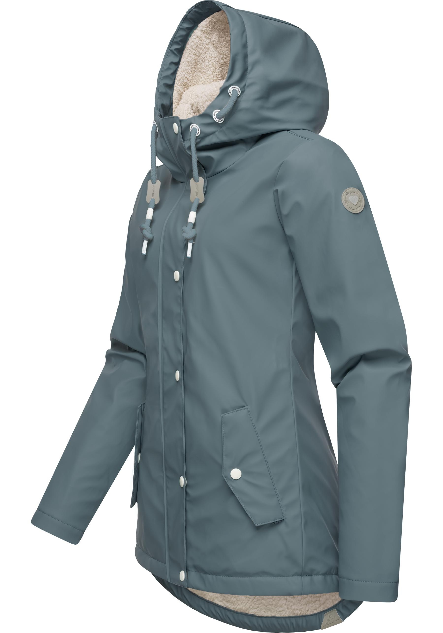Ragwear Regenjacke »Marge«, mit Kapuze, warm gefütterter Damen Winter Regenmantel