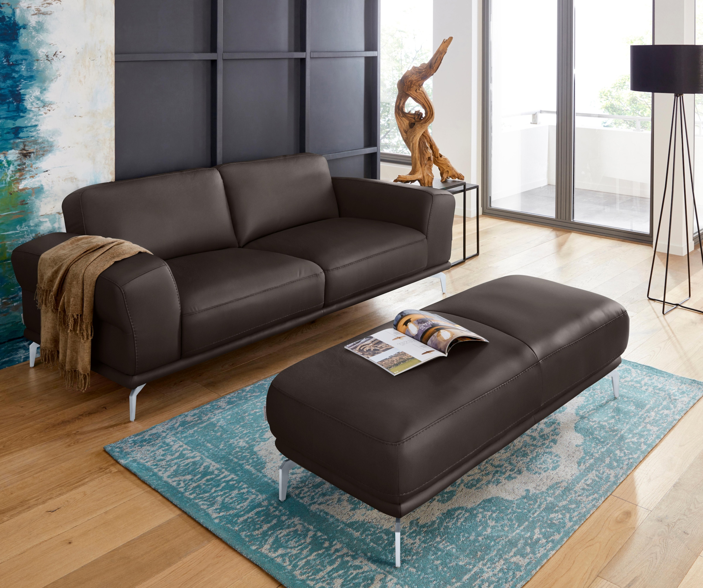 W.SCHILLIG 2,5-Sitzer »montanaa Design Sofa mit erstklassigem Sitzkomfort, Federkern« mit Metallfüßen in Silber matt, Breite 212 cm
