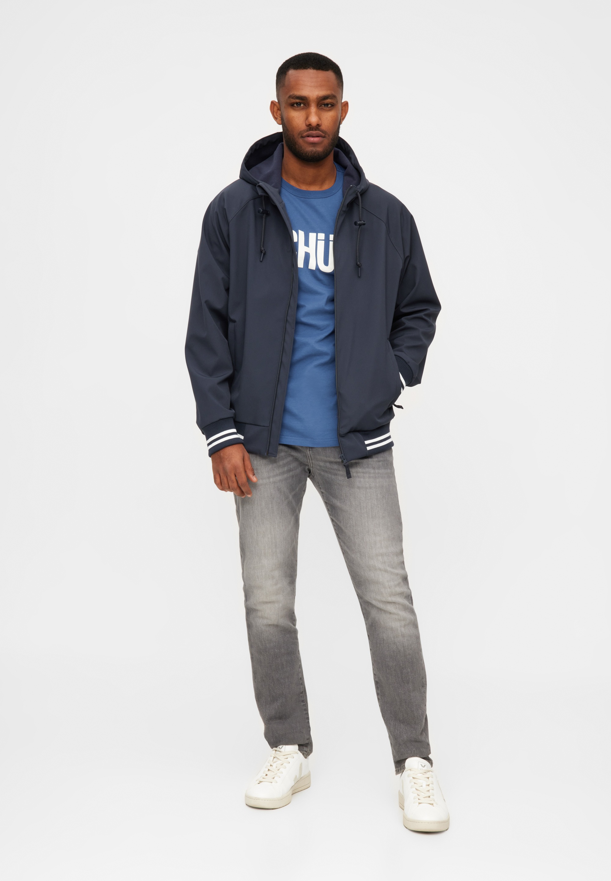 Thumbnail - Derbe Softshelljacke "Helgoby" mit Kapuze wasserabweisend, winddicht, Kapuze