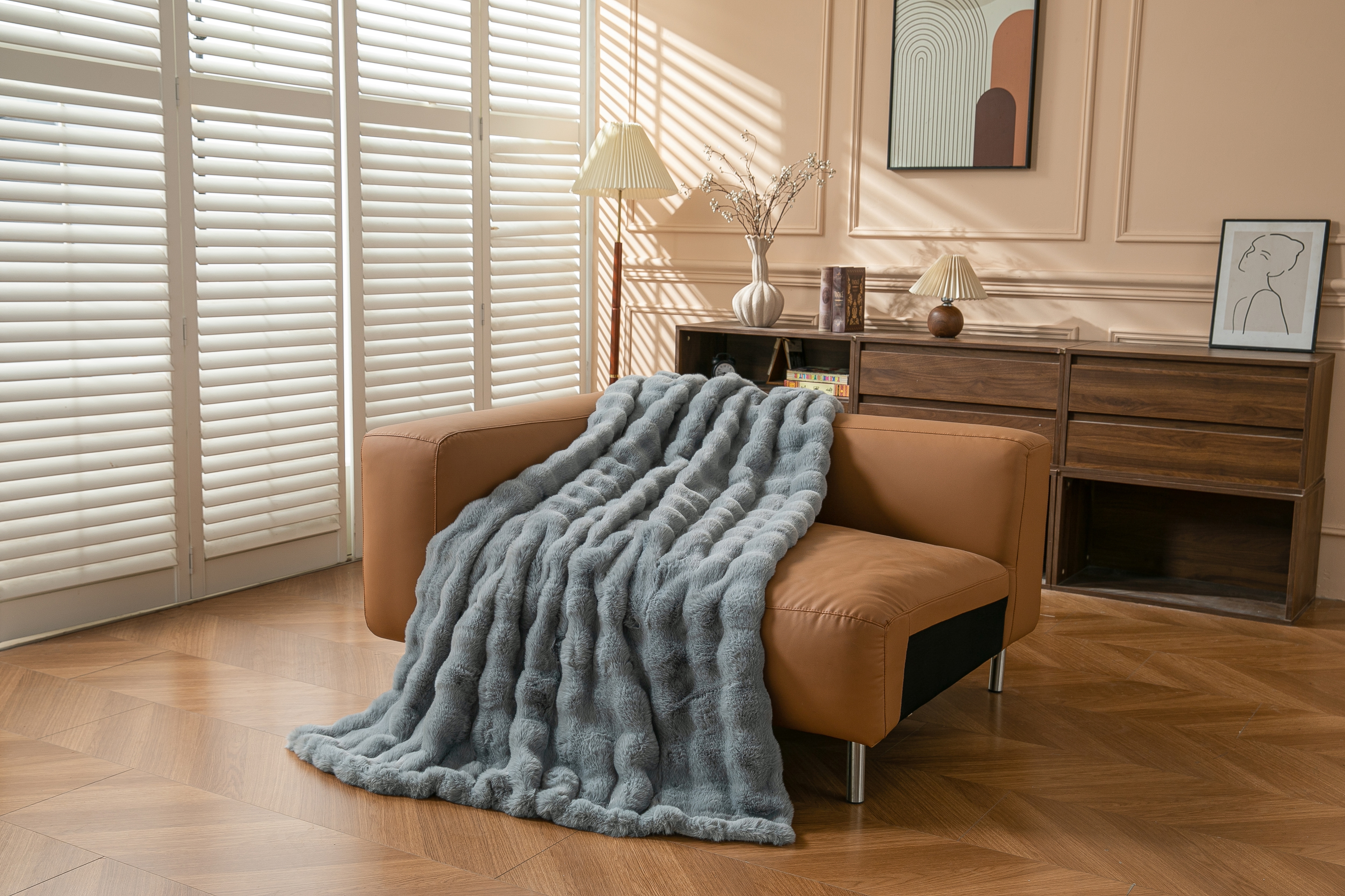OTTO home Wohndecke "Briee Premium" Decke mit Fell-Optik, bubble, unifarben, hochwertige Qualität 550g/m²