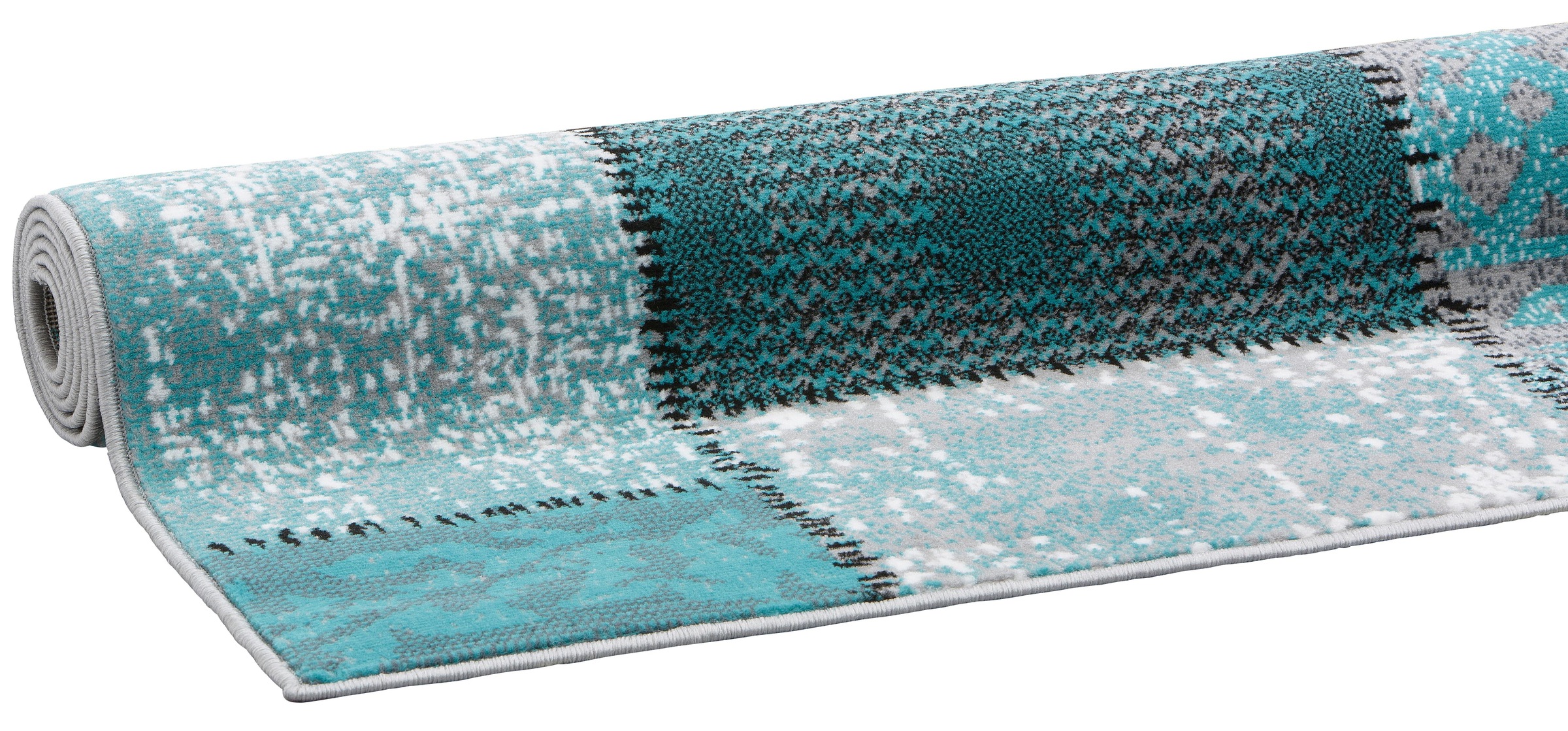 Teppich OTTO HOME "Garry" Gr. 2, blau (türkis), B:80cm H:7mm L:150cm, Jute, Kunstfaser, Teppiche, Teppich, Vintage, Kurzflor, Patchwork-Design, farbenfroh, Wohnzimmer 3