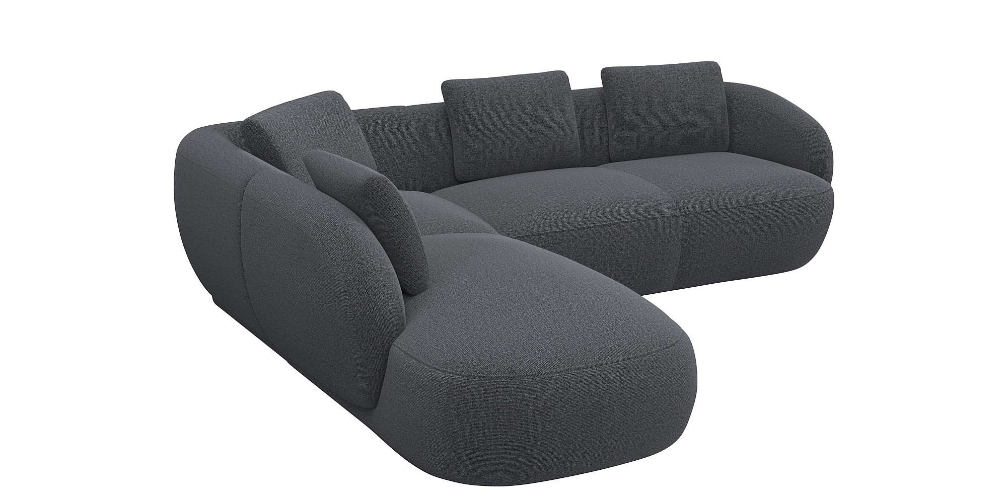 FLEXLUX Ecksofa »Torino, rund, L-Form, Sofa-Ecke mit Ottomane«, Modernes, organisches Sofa-Design, Kaltschaum, Wellenunterfederung