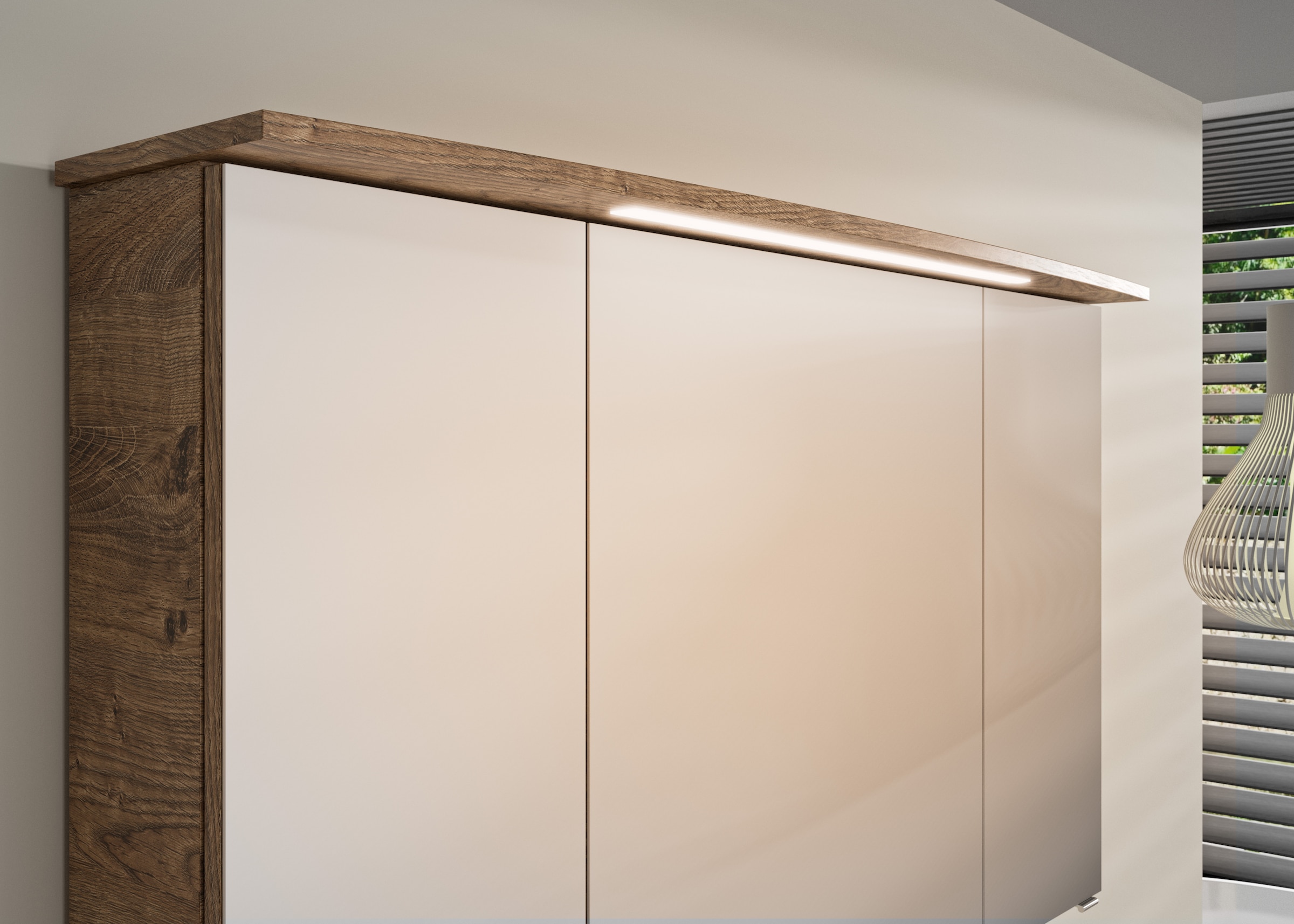 Saphir Badmöbel-Set »Serie 4010 2-teilig Keramik-Waschtisch mit LED-Spiegelschrank«, (Set), Badezimmer Set 144 cm breit, inkl. Türdämpfer, 5 Türen, 2 Schubladen