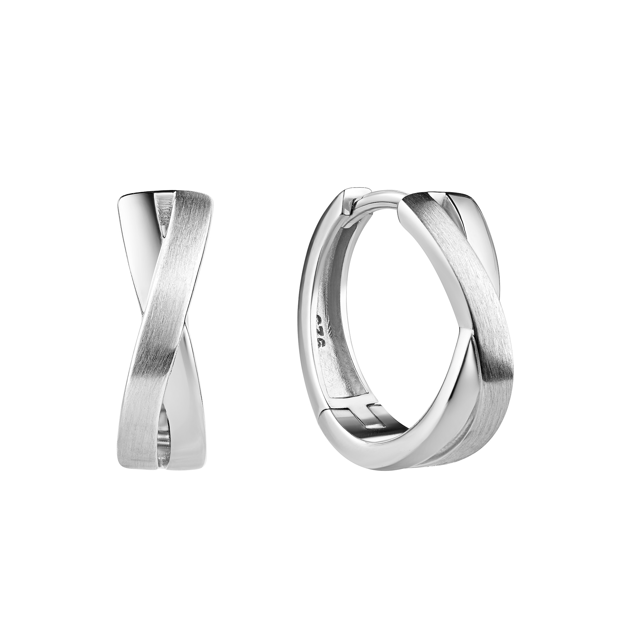 Paar Creolen FIRETTI "Schmuck Geschenk Silber 925 Ohrschmuck Ohrringe X Form", silberfarben, Ohrringe, Damen, 15mm, Silber 925 (Sterlingsilber)