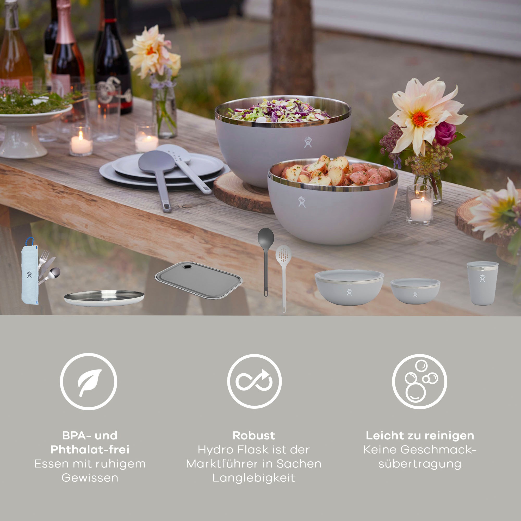 Hydro Flask Schüssel »QT SERVING BOWL W. LID«, aus Edelstahl, doppelwandige TouchShield™-Isolierung, 3 Liter