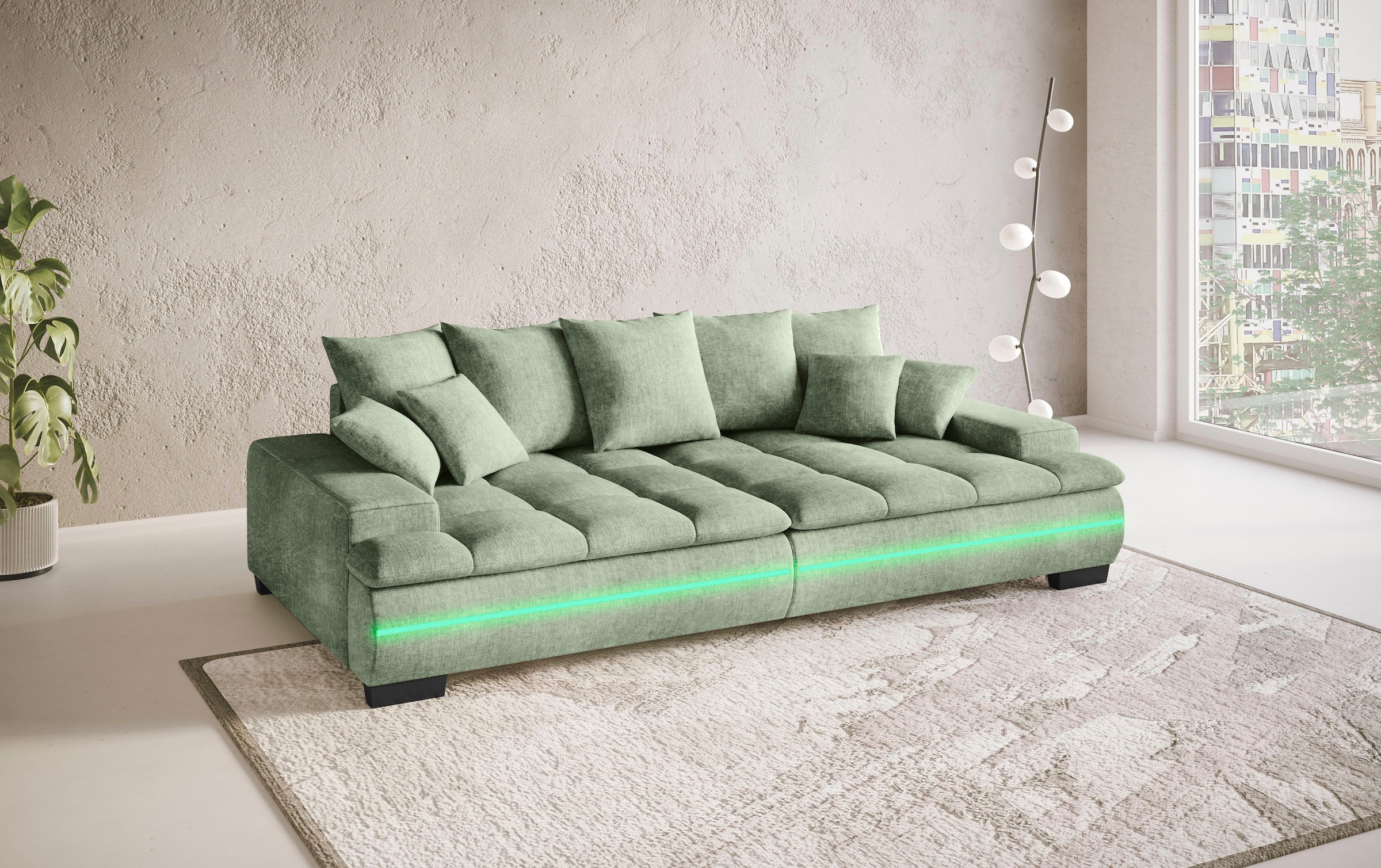 Mr. Couch Big-Sofa »Haiti II«, RGB-LED Beleuchtung, Kaltschaumpolsterung, bis 140 kg belastbar