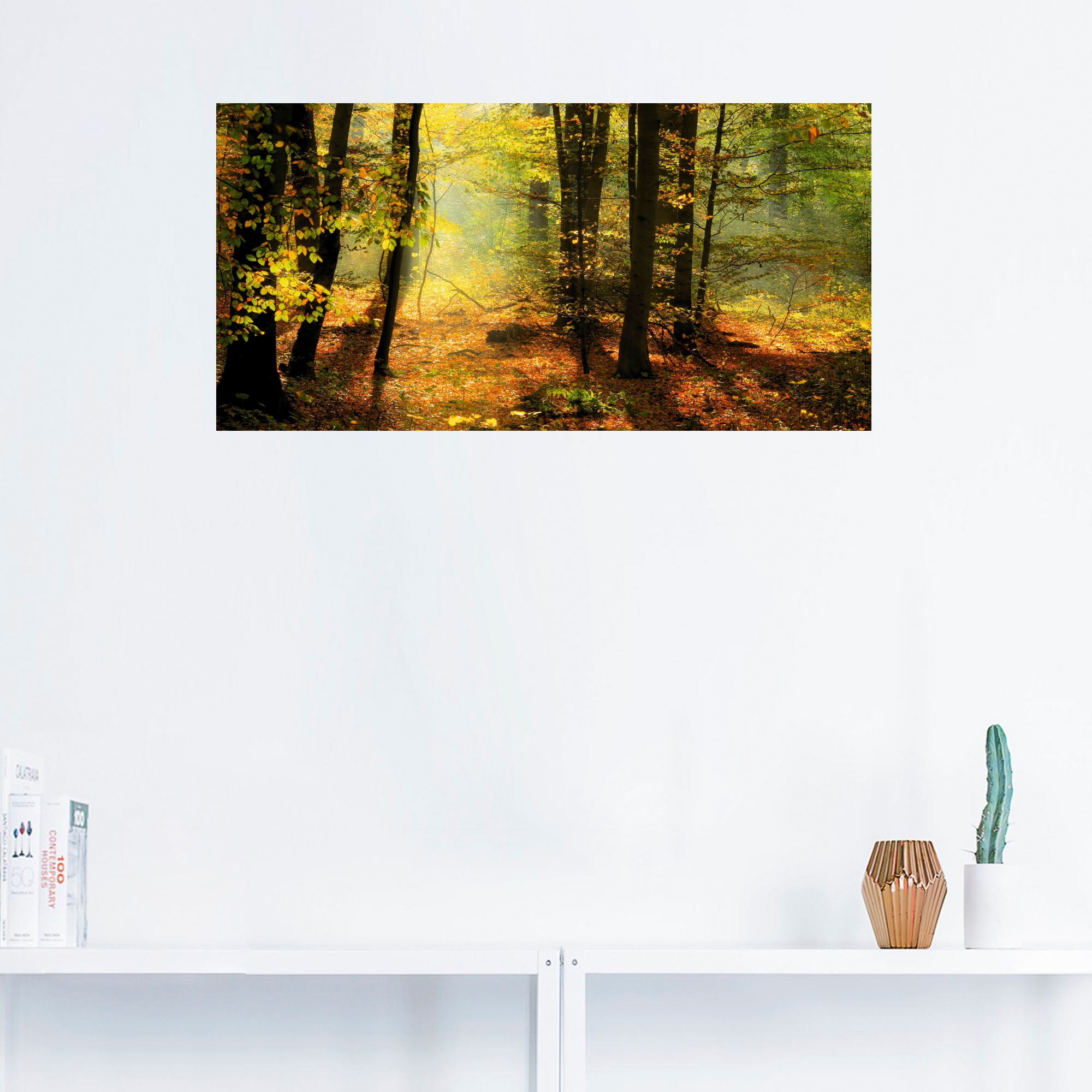 (1 in Wandbild als Wald, Artland im Leinwandbild, oder kaufen Größen Wald«, | versch. St.), BAUR Poster »Herbstlicht Wandaufkleber