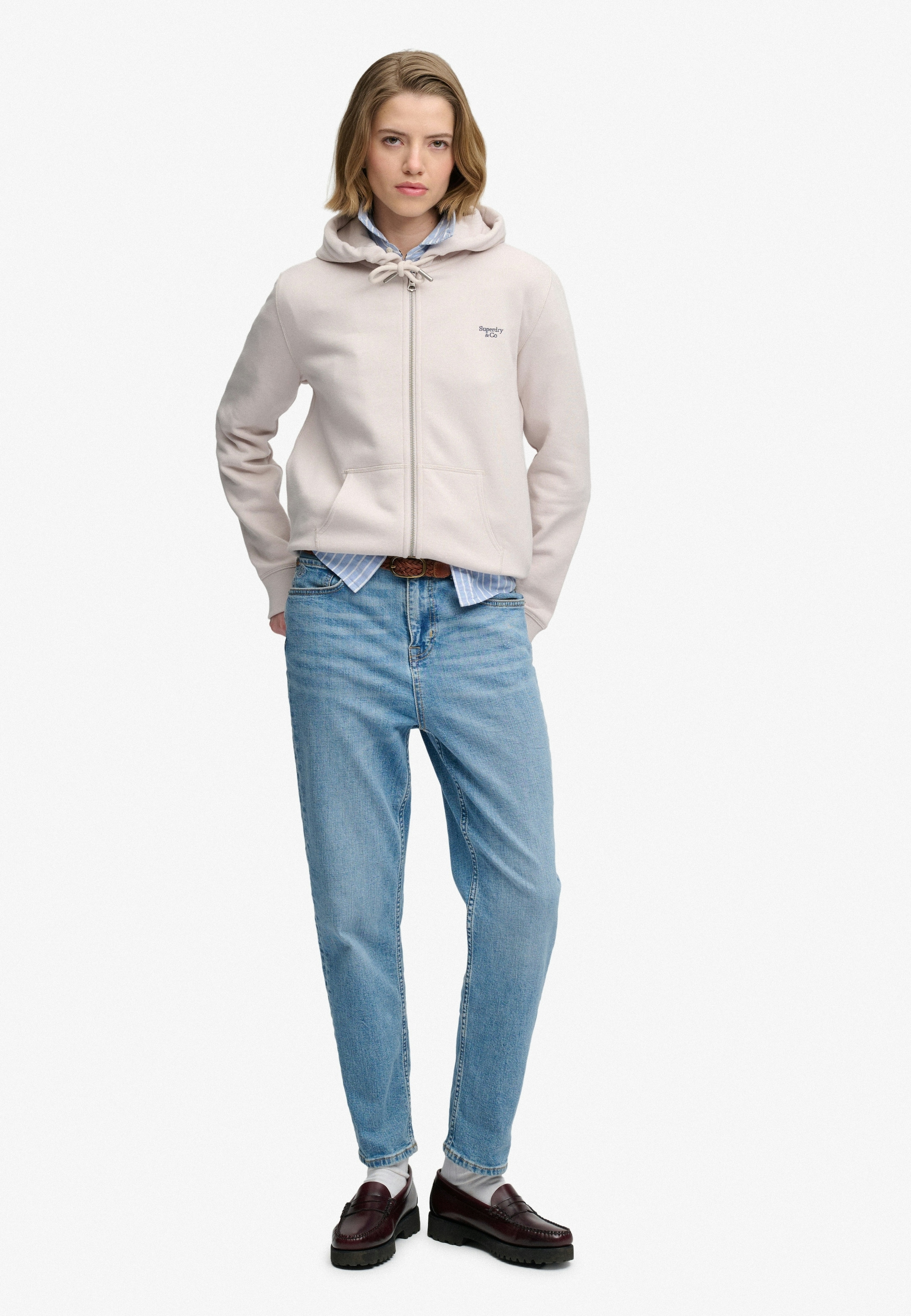 Superdry Kapuzensweatjacke »SIGNATURE EMB ZIPHOOD« Baumwollmischung, relaxed fit