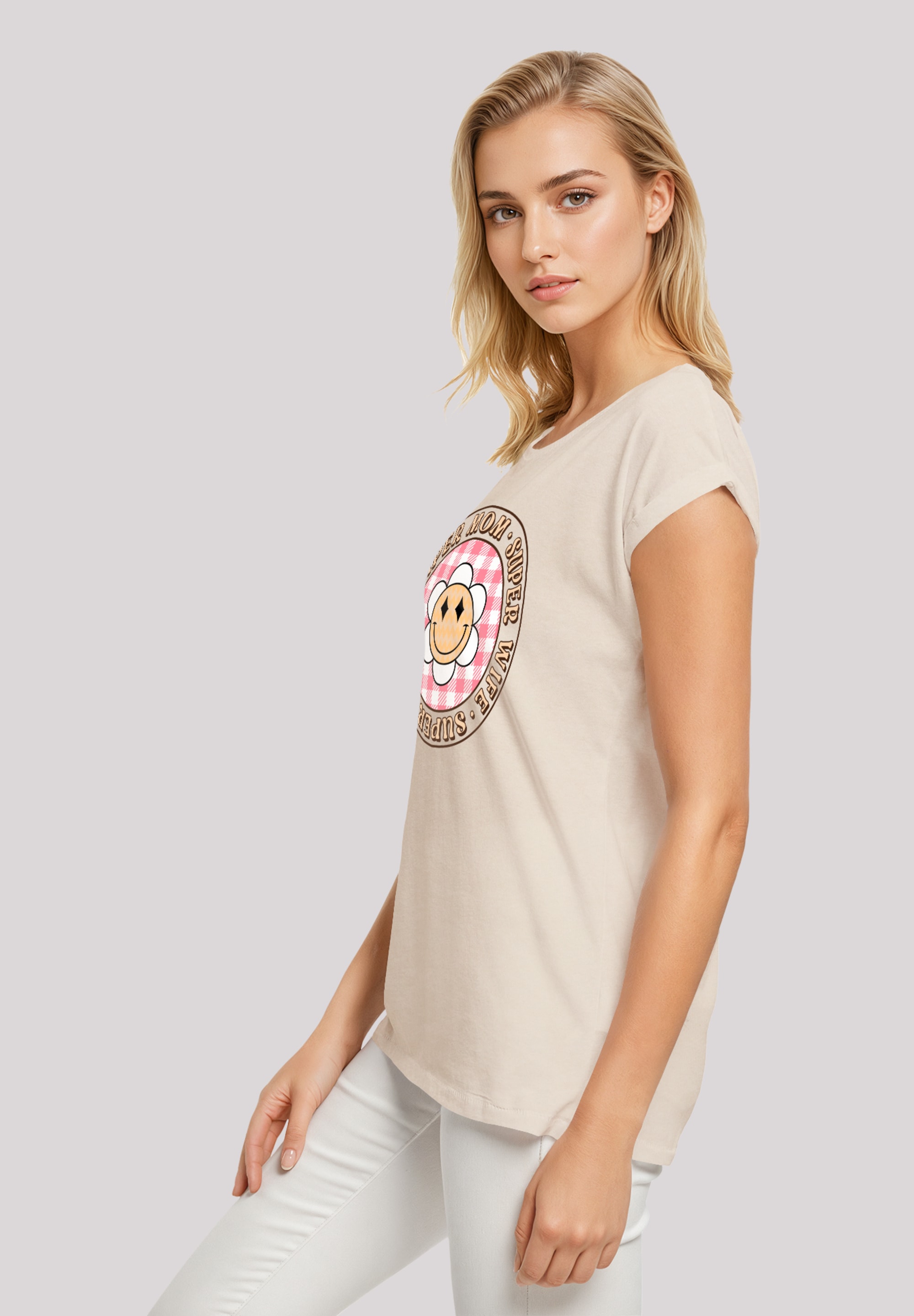 F4NT4STIC T-Shirt »Muttertag super müde Mama Retro Blumen«, Premium Qualität