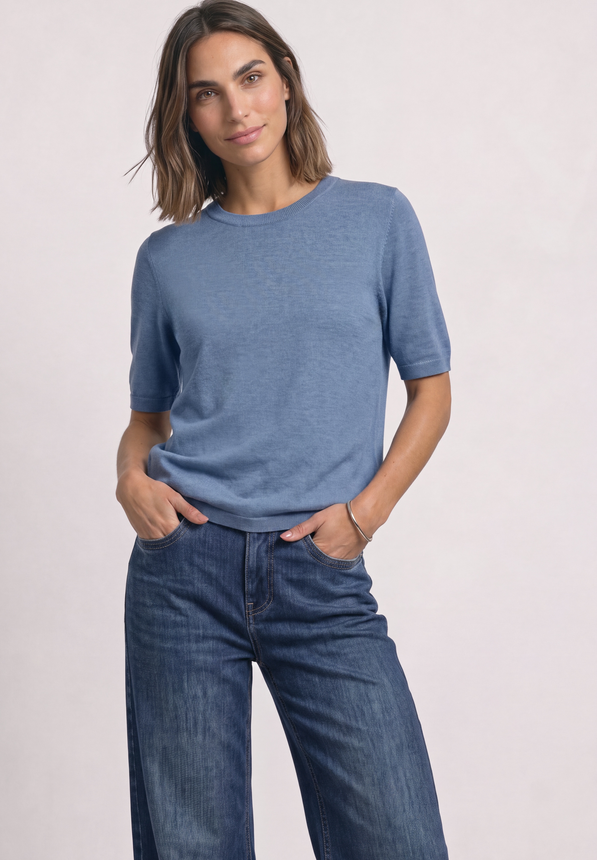 STREET ONE Kurzarmpullover softe Viskose