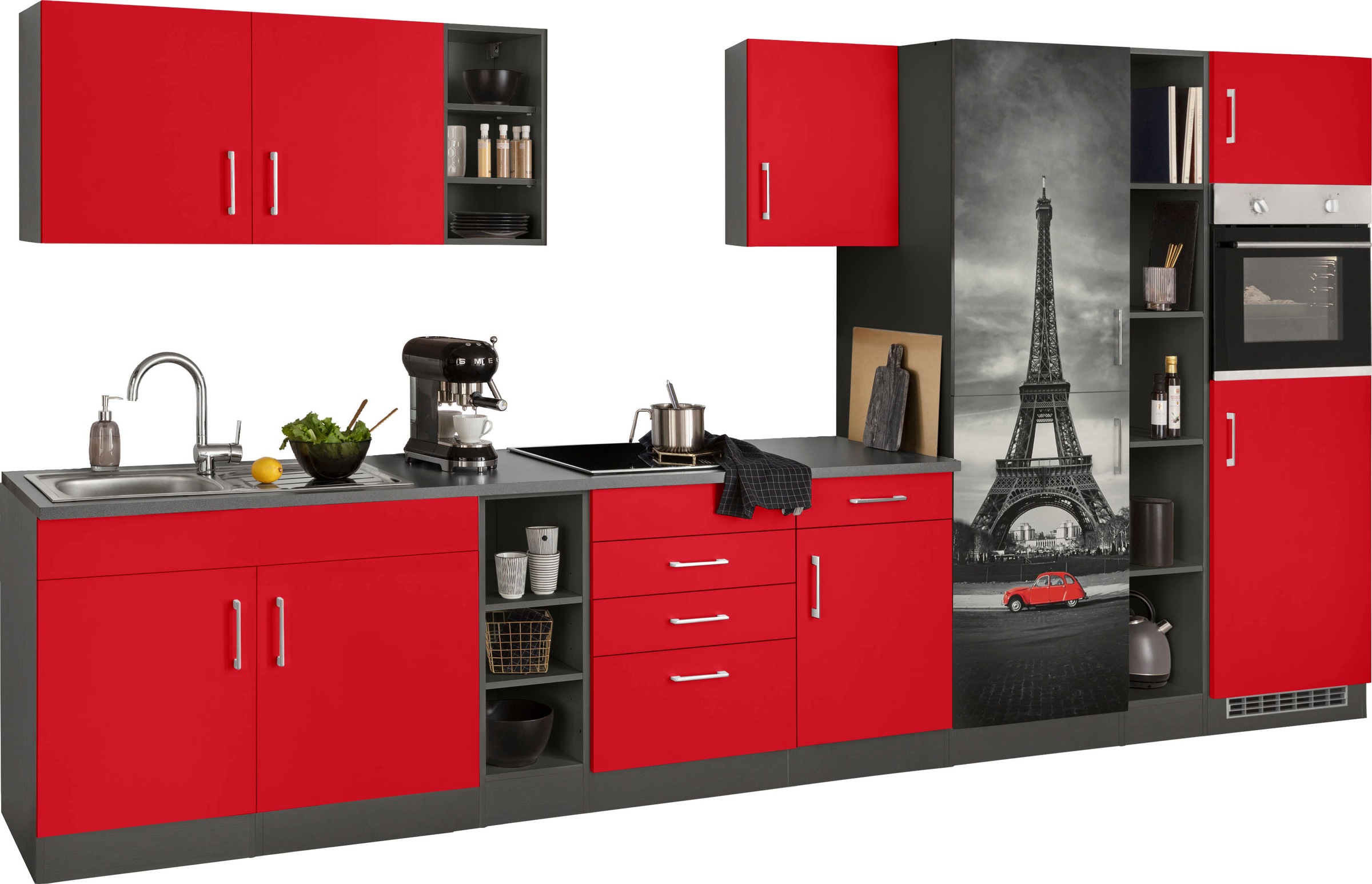 Thumbnail - KOCHSTATION Küchenzeile "KS-Paris – Küchen mit einzigartigen Fotomotiven auf den Fronten" Breite 390 cm, wahlweise mit E...