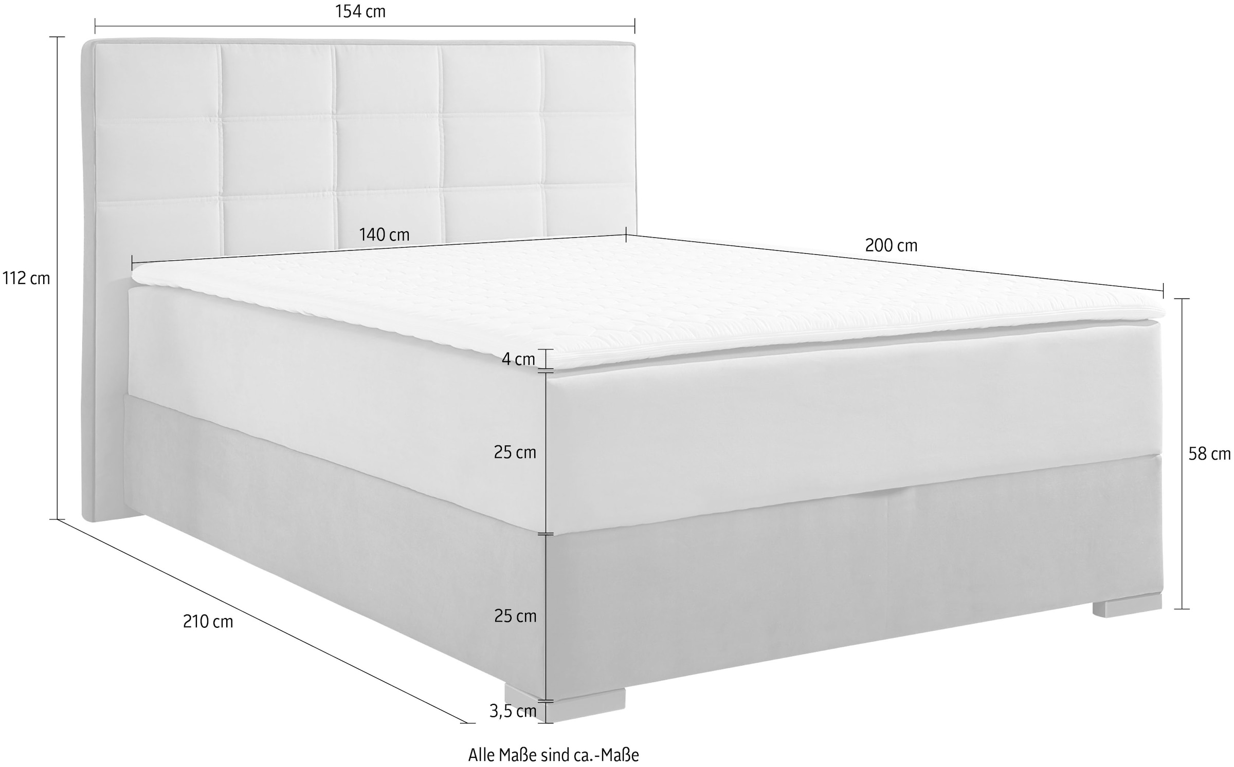 Maintal Boxspringbett, mit Bettkasten und Topper