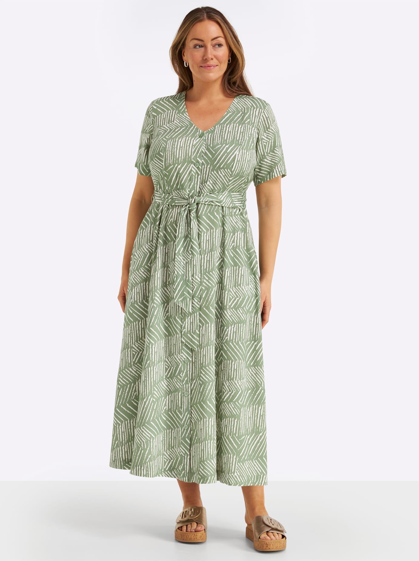 Sheego Maxikleid "Kleid" Nahttasche