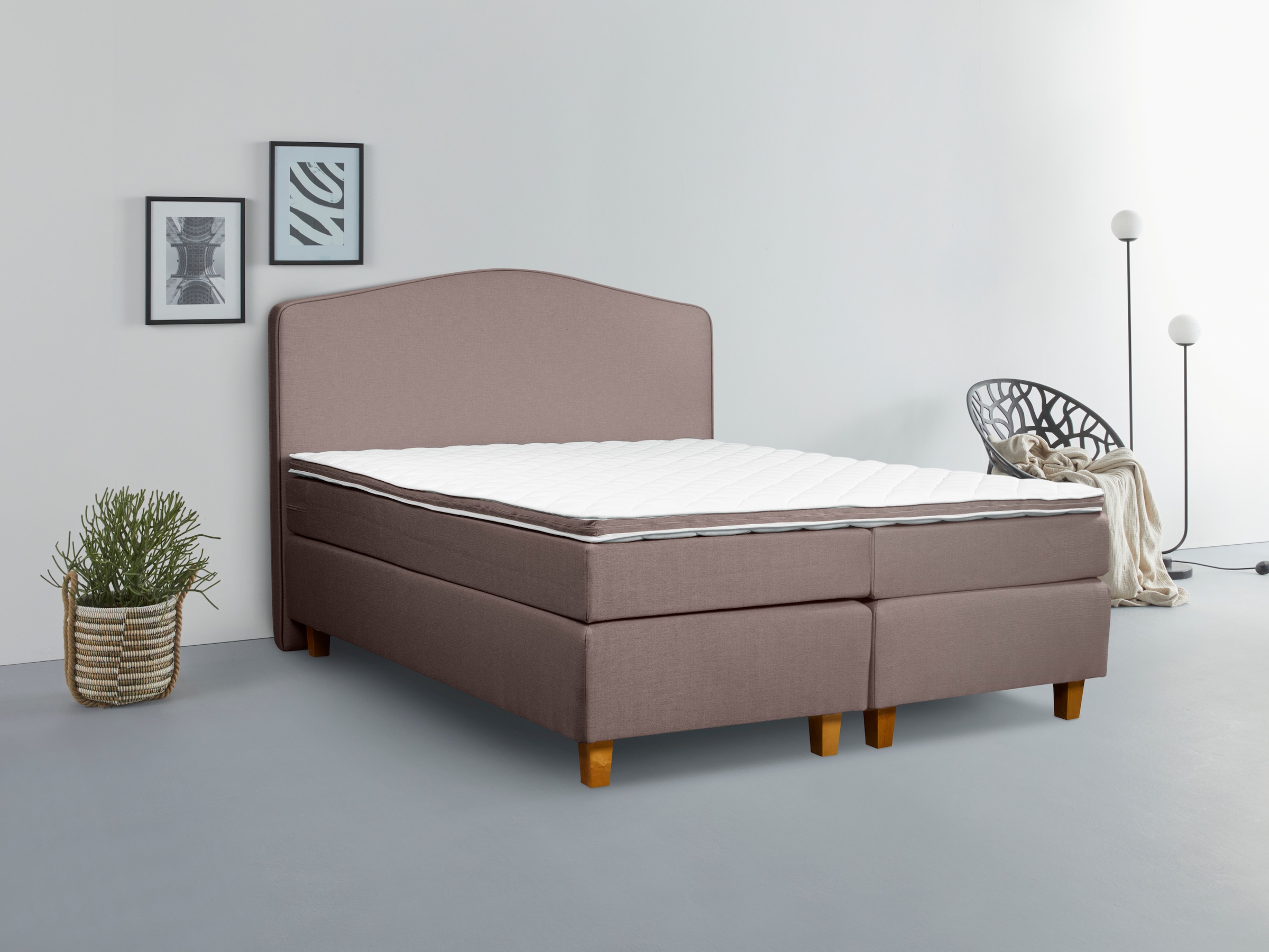 INOSIGN Boxspringbett "Jalma", Füße aus massiver Birke ; Inkl. Topper günstig online kaufen