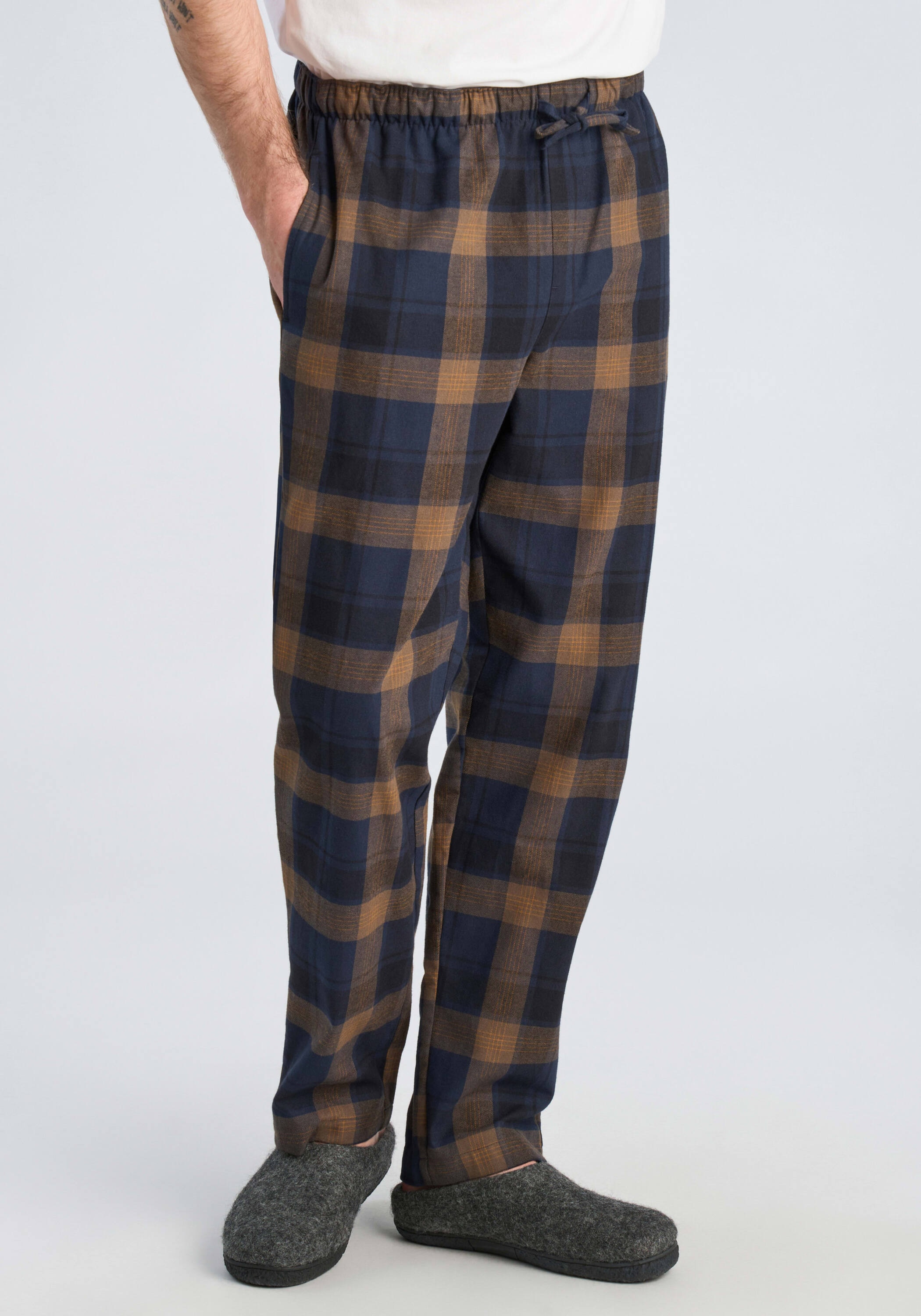 LINDBERGH Herren Pyjamahose "Pyjamahose Comfort Fit", Gr. XXXL, braun, Obermaterial: 100% Baumwolle, kariert, Hosen