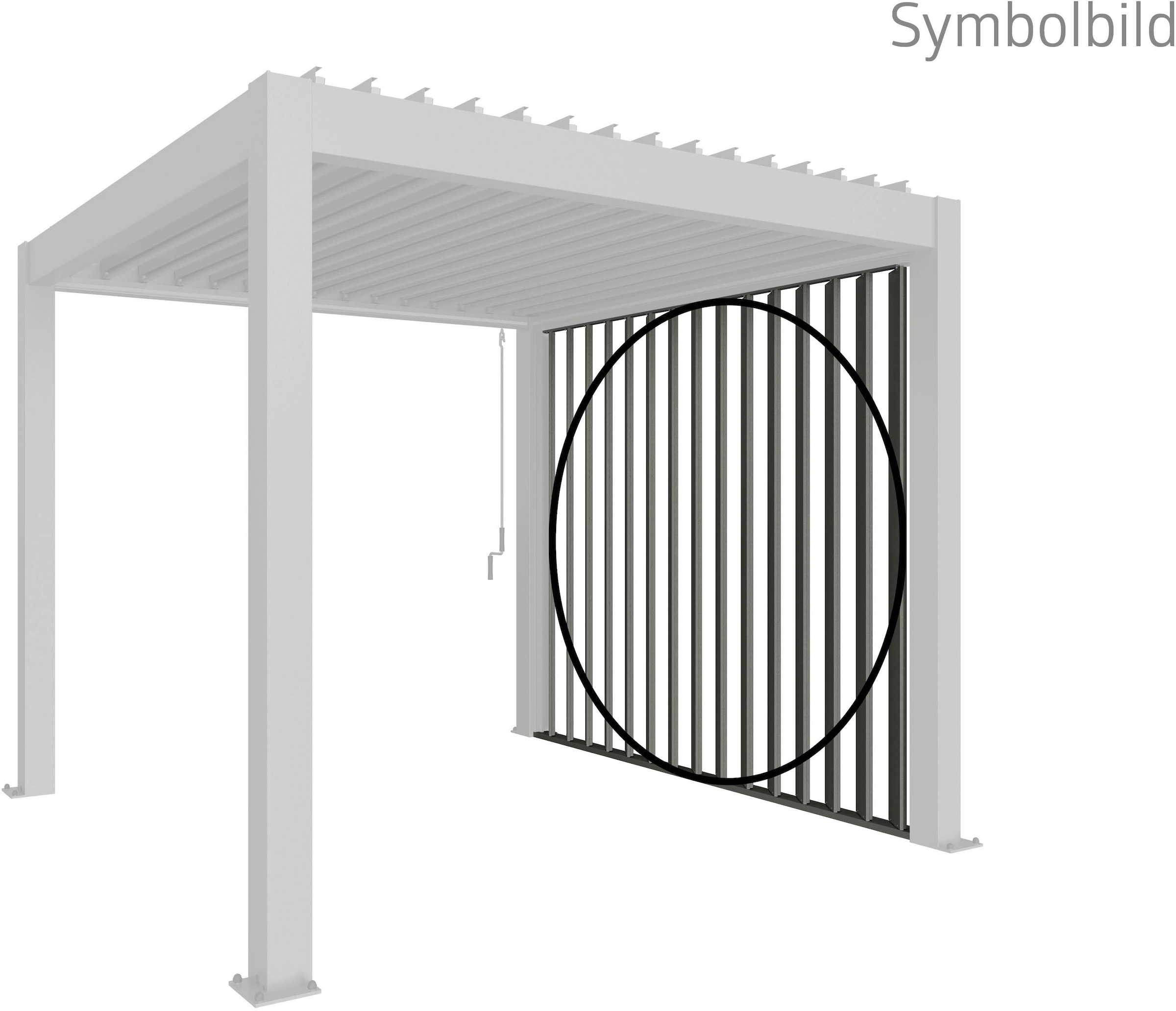 Pavillonseitenteil BIOHORT, B:192,6cm H:234,9cm, schwarz-weiß, Stahl, Pavillonseitenteile, "2m für Pergola, verschiedene Farben", 192,6x 234,9 cm,